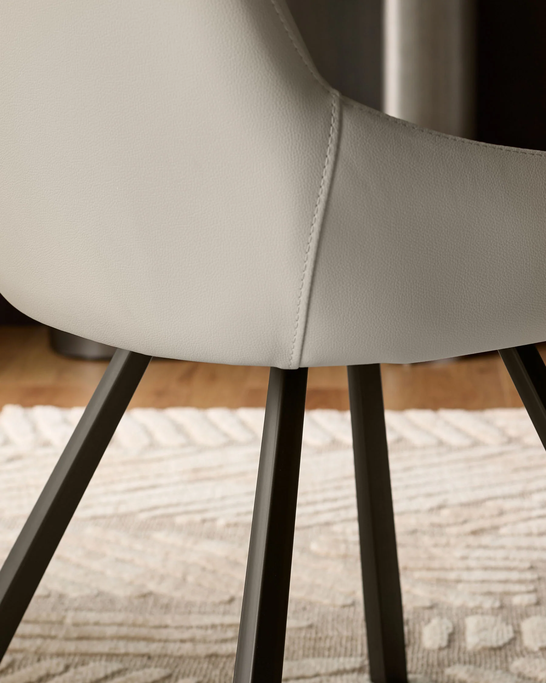 Theo Light Grey Faux Leather Dining Chair With Black Legs - Image 5