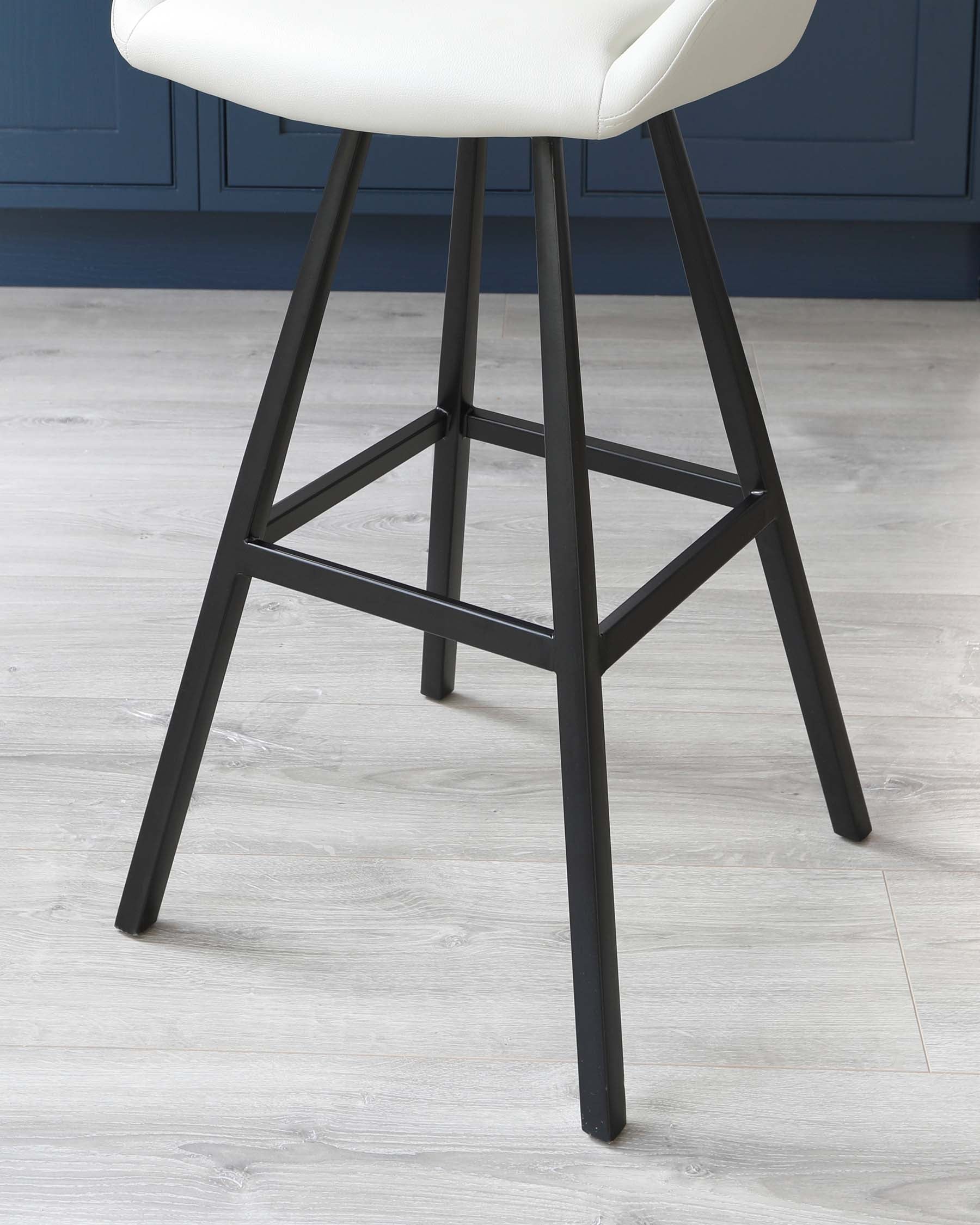 Theo Light Grey Faux Leather Swivel Bar Stool With Black Legs - Image 6
