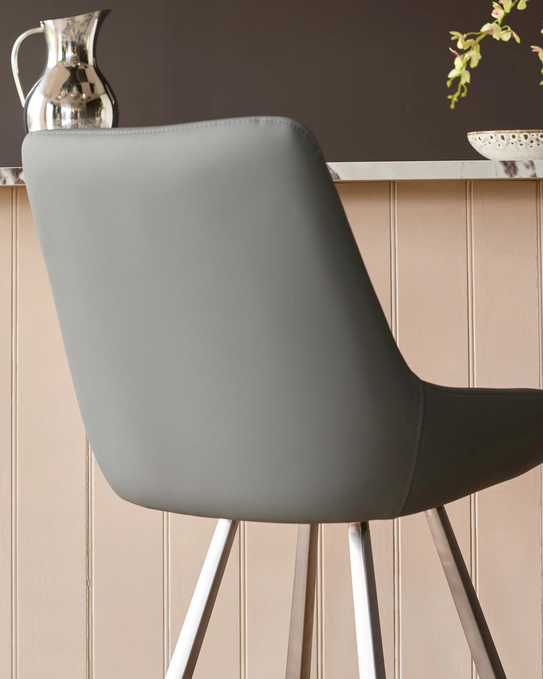 Theo Mid Grey Faux Leather Swivel Bar Stool - Image 6