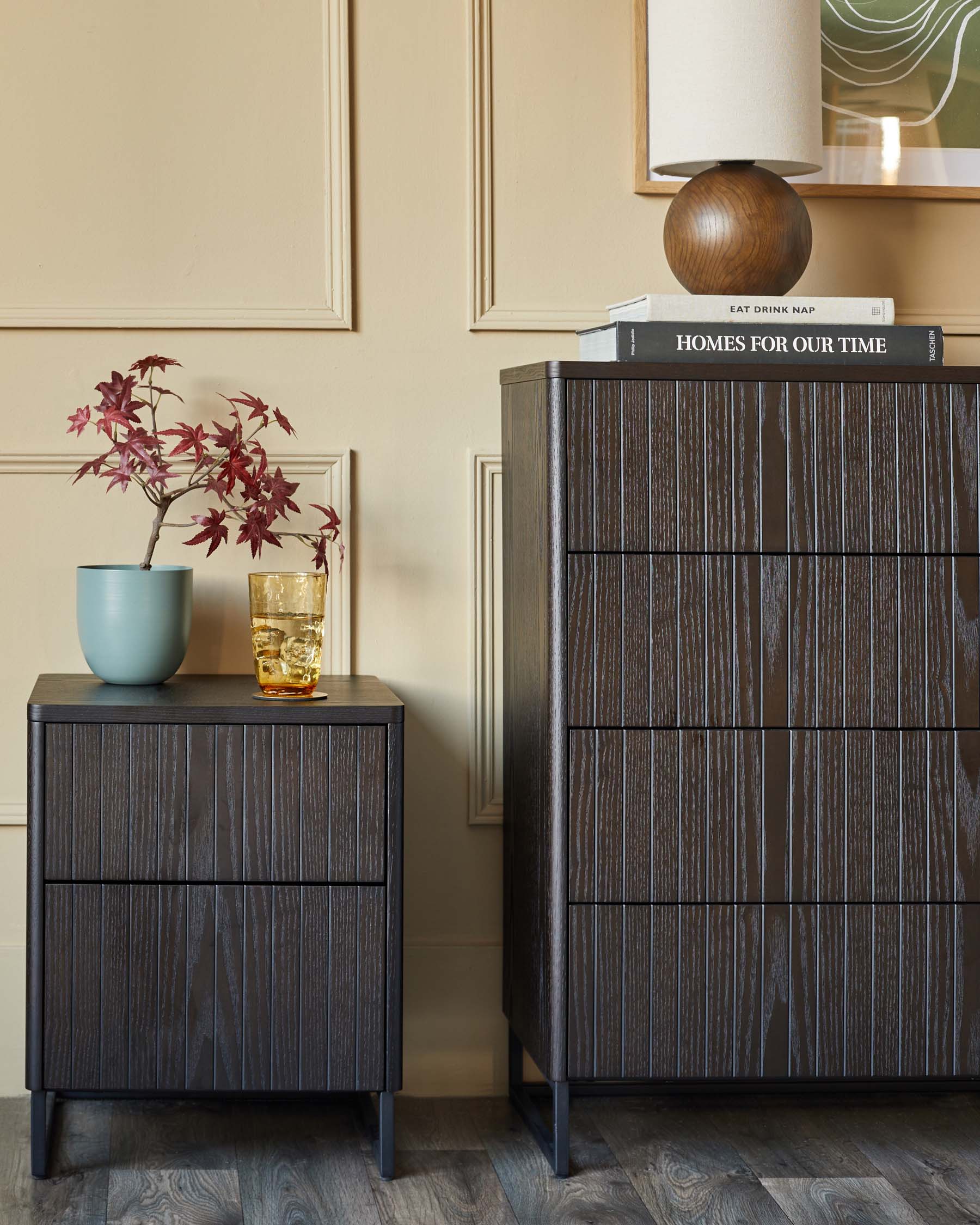 Toronto dark ash 2 drawer bedside table - Image 3
