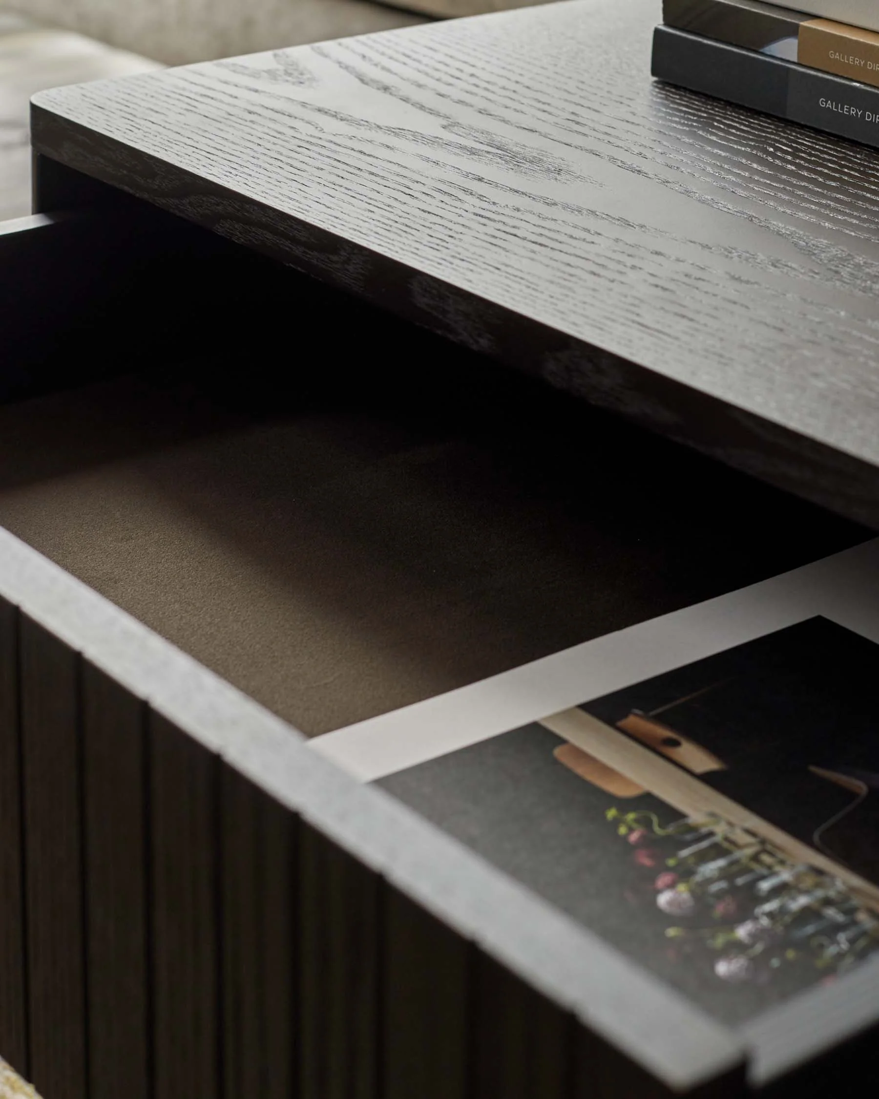 Toronto dark ash 2 drawer bedside table - Image 4