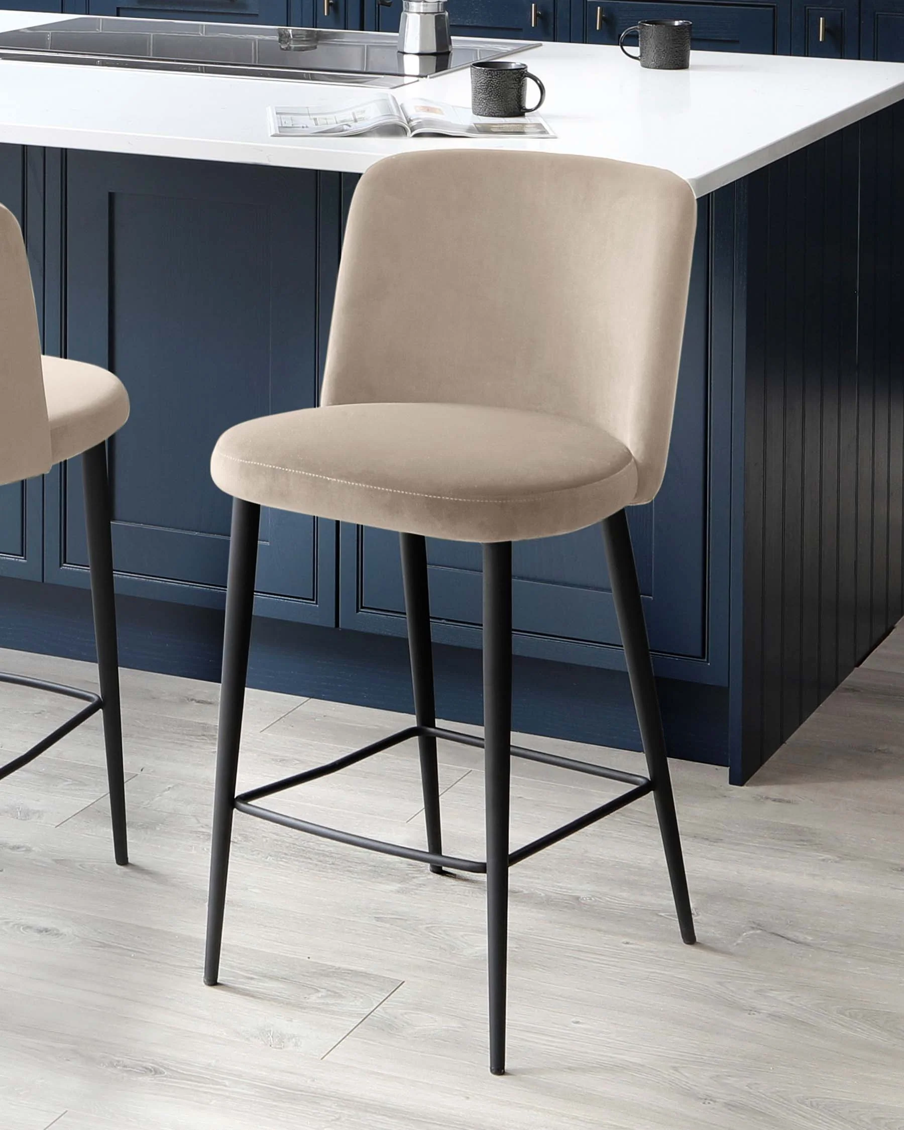 Trinny Champagne Velvet Bar Stool