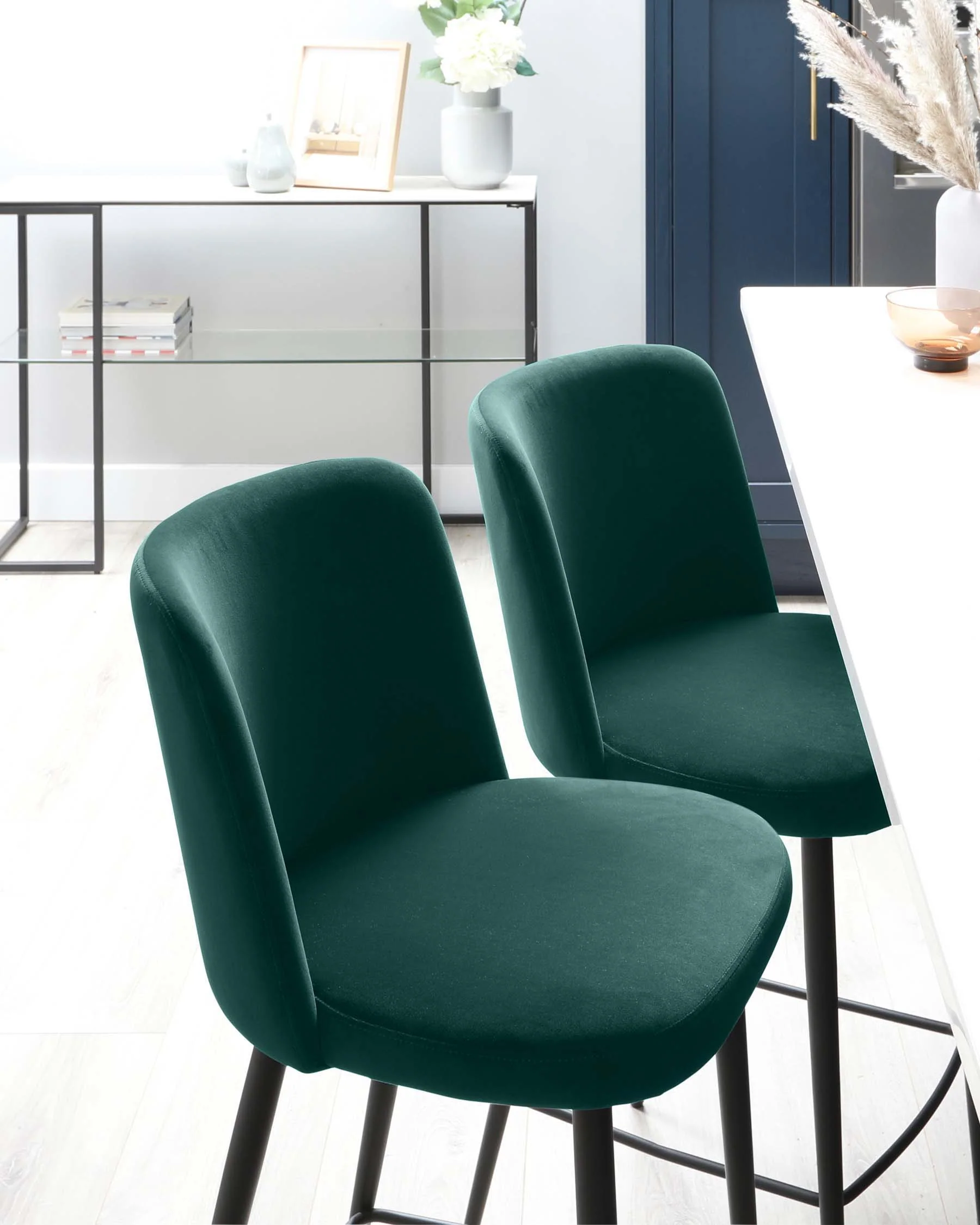 Trinny Dark Green Velvet Bar Stool - Image 3