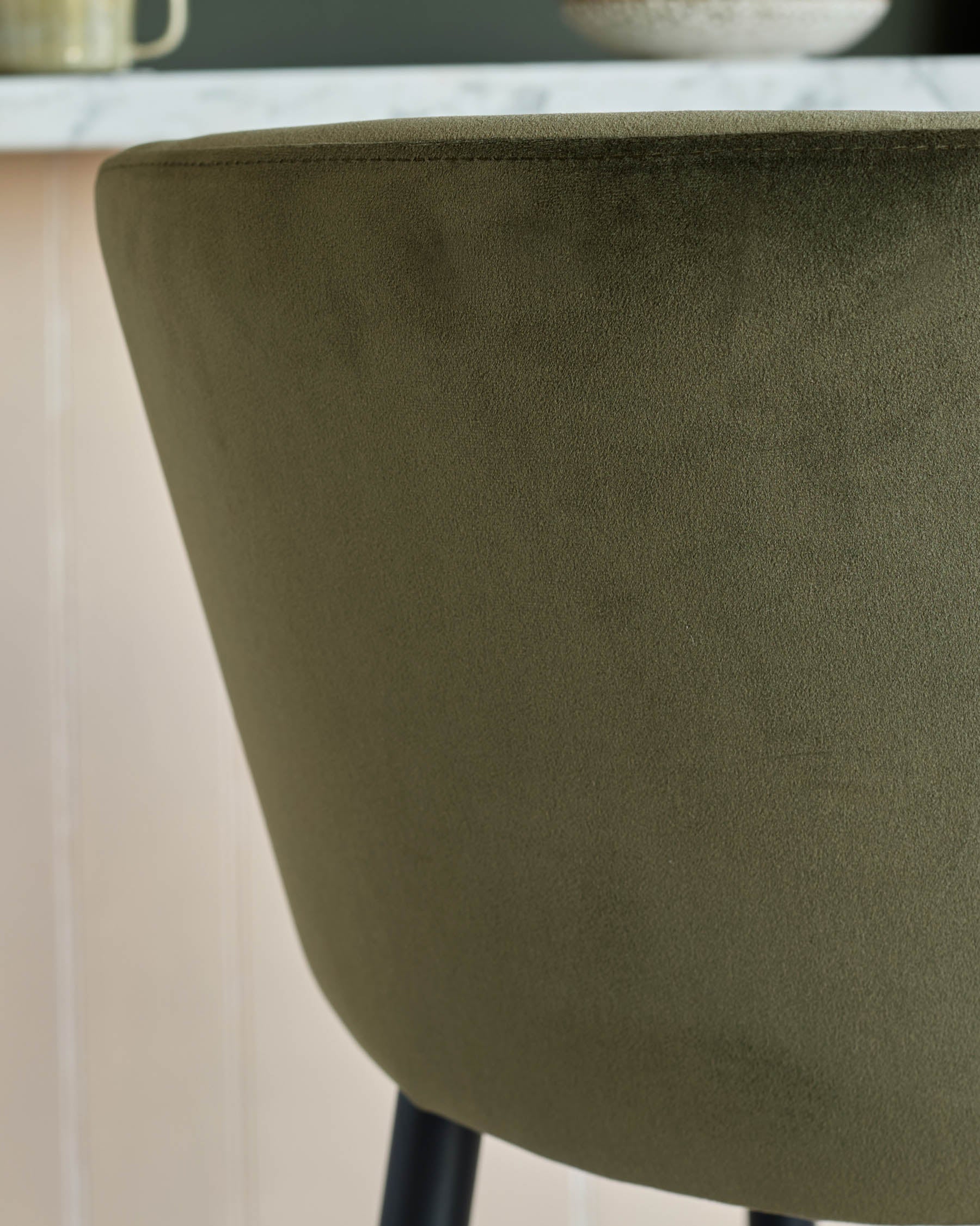 Trinny olive green velvet bar stool - Image 6
