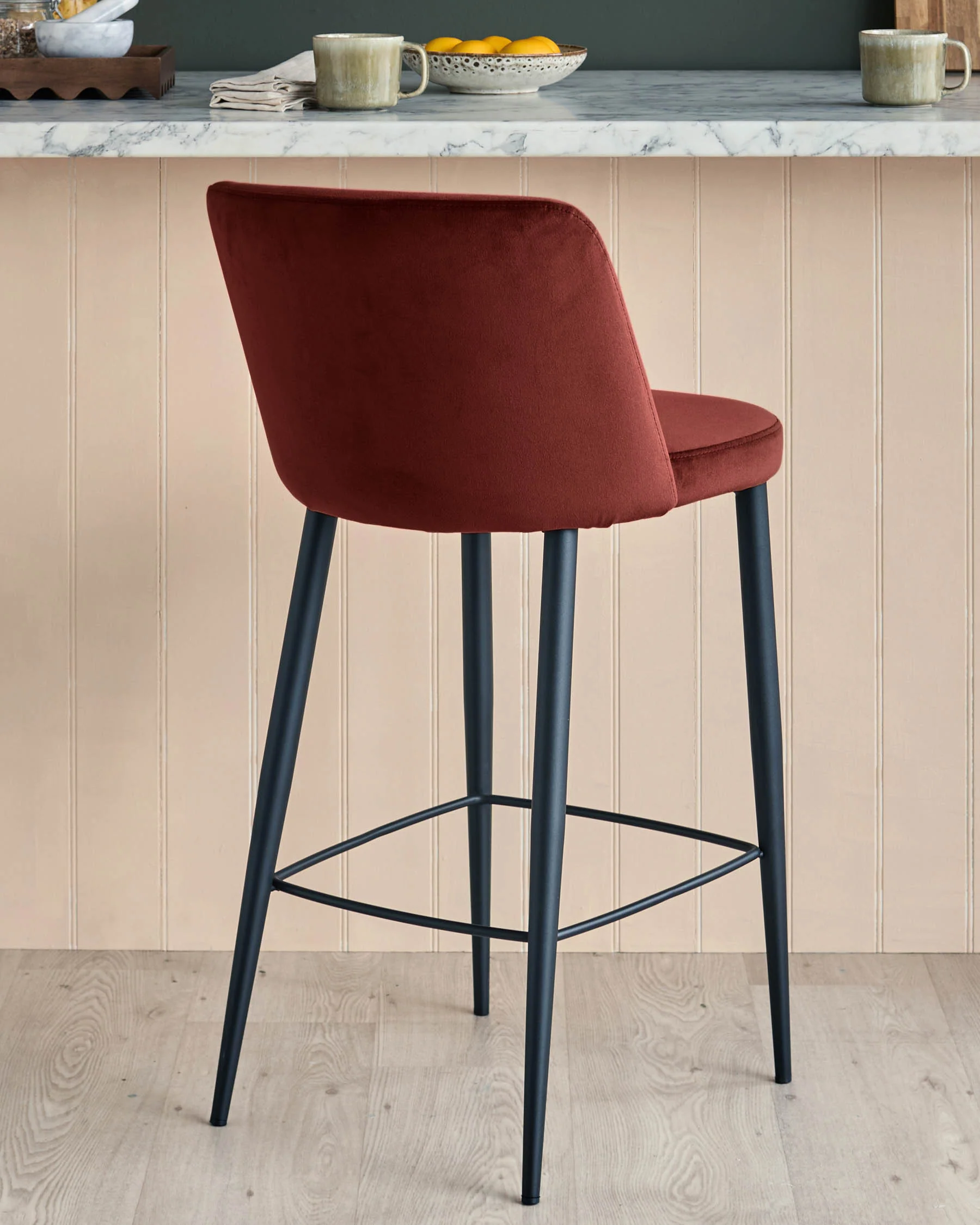 Trinny toffee red velvet bar stool - Image 3