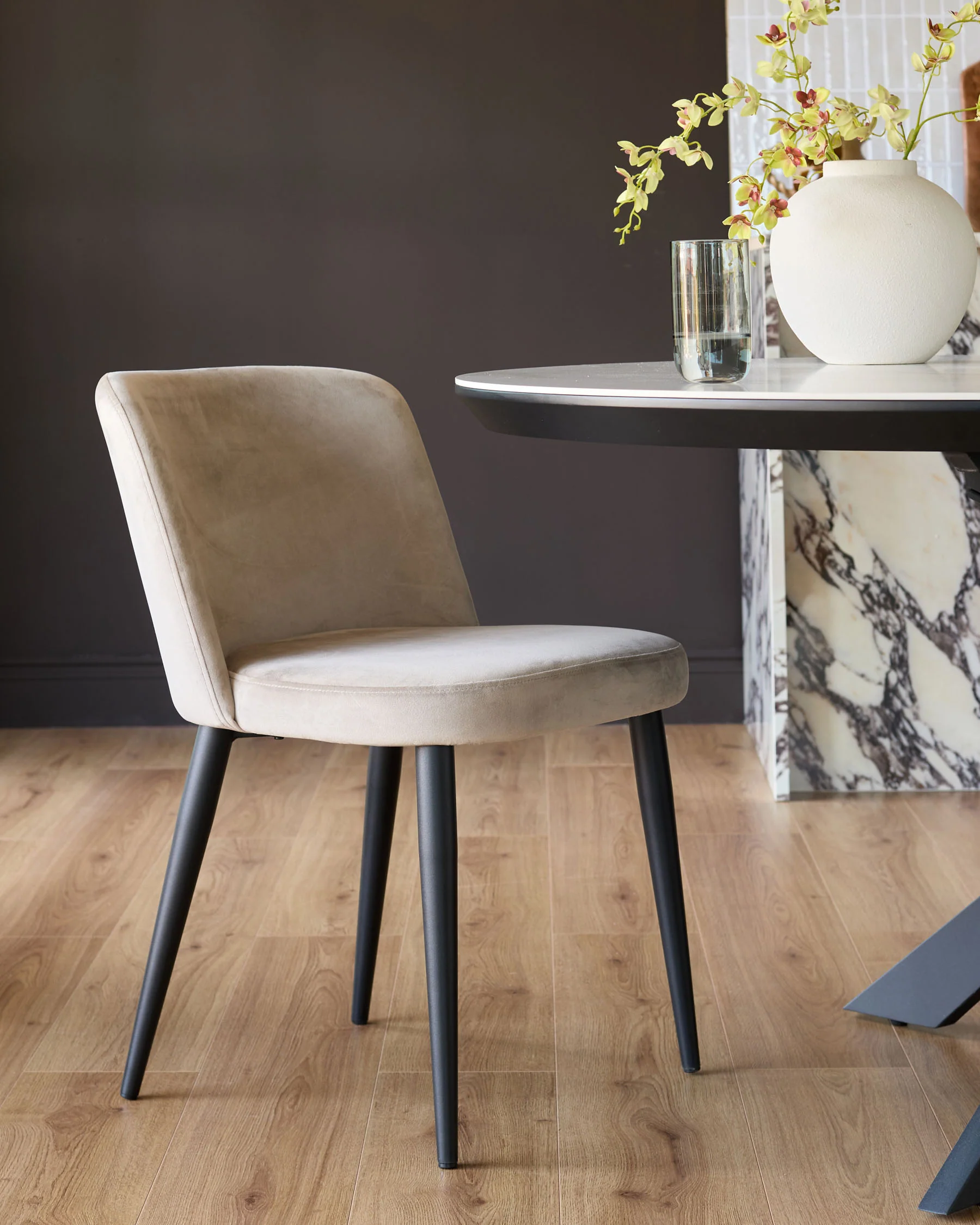 Trinny Champagne Velvet Dining Chair