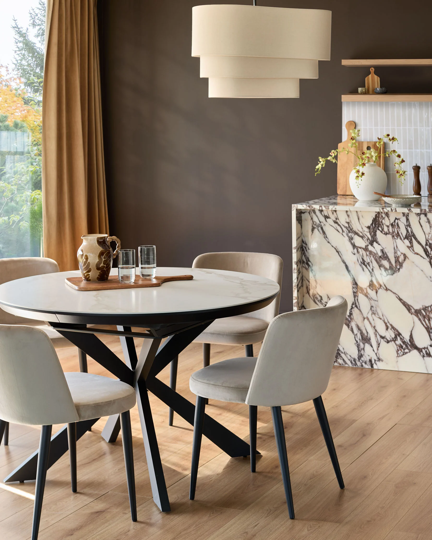 Trinny Champagne Velvet Dining Chair - Image 2