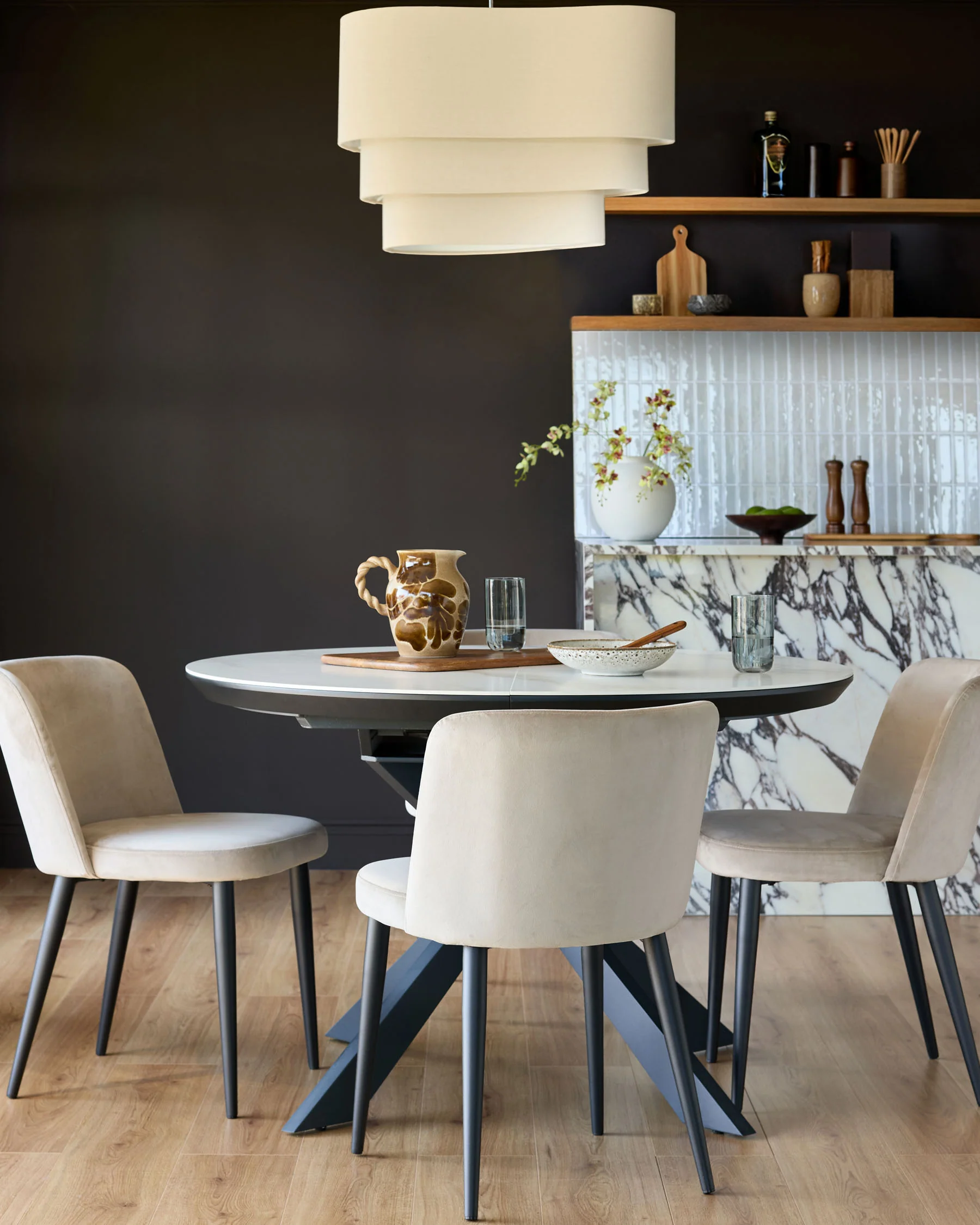 Trinny Champagne Velvet Dining Chair - Image 4