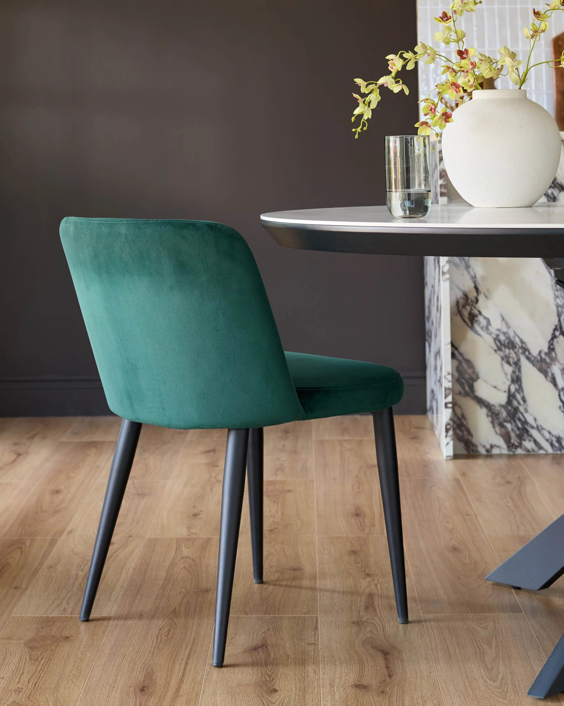 Trinny Dark Green Velvet Dining Chair - Image 3
