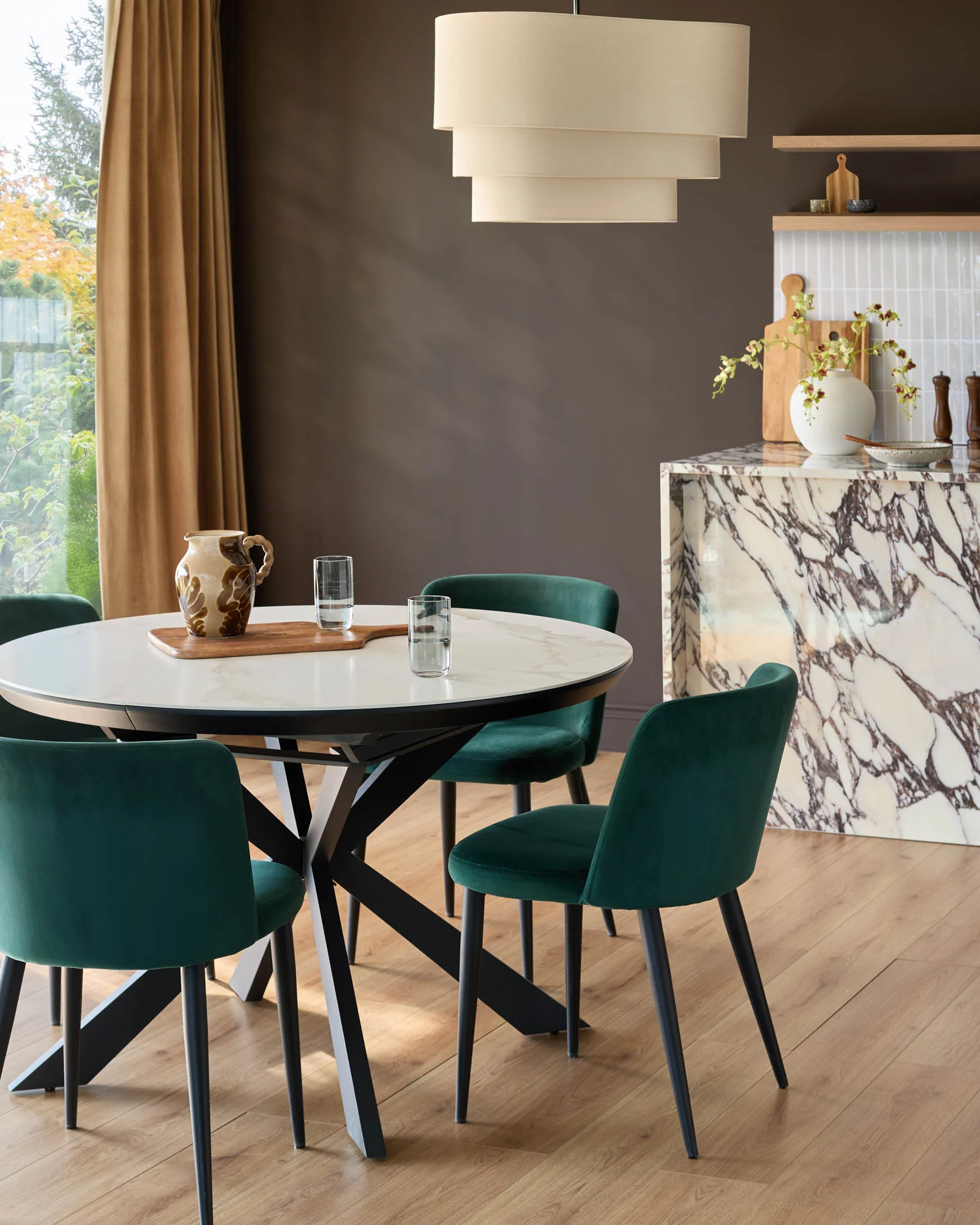 Trinny Dark Green Velvet Dining Chair - Image 4