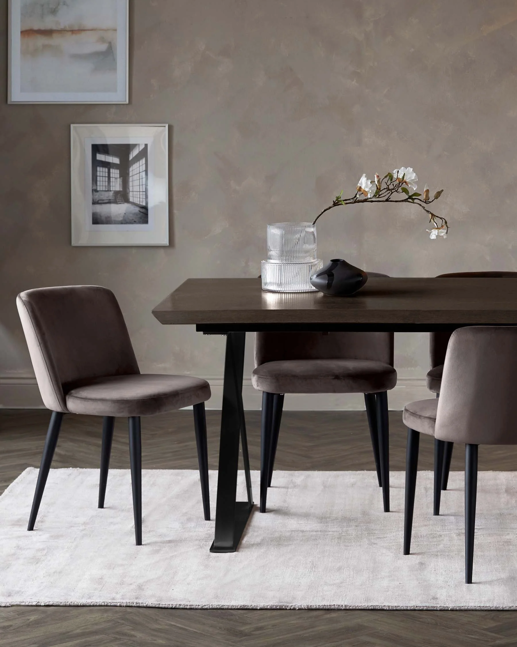 Trinny Black Metal Dining Chair in Mocha Plush Velvet - Image 5