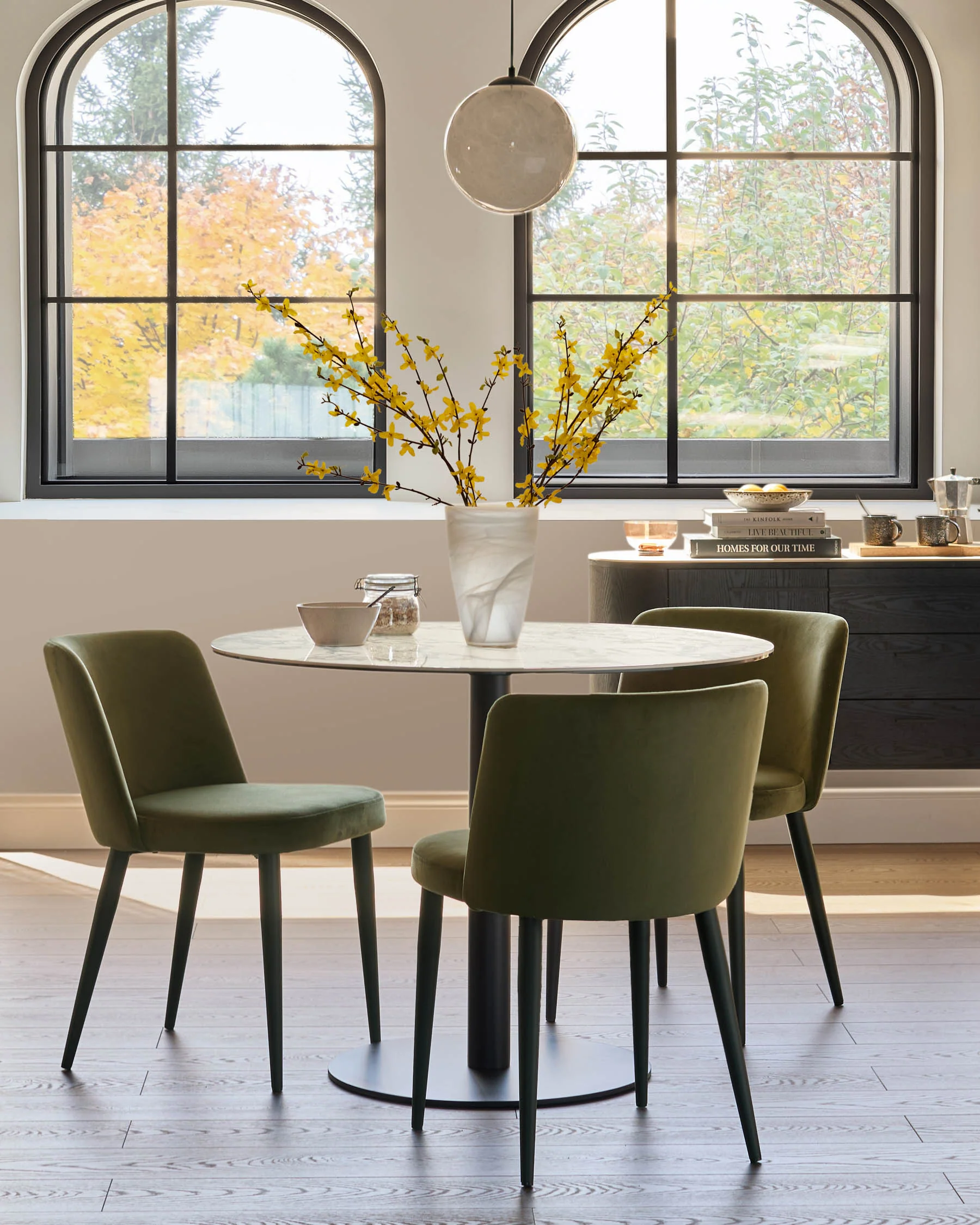 Trinny olive green velvet dining chair - Image 2