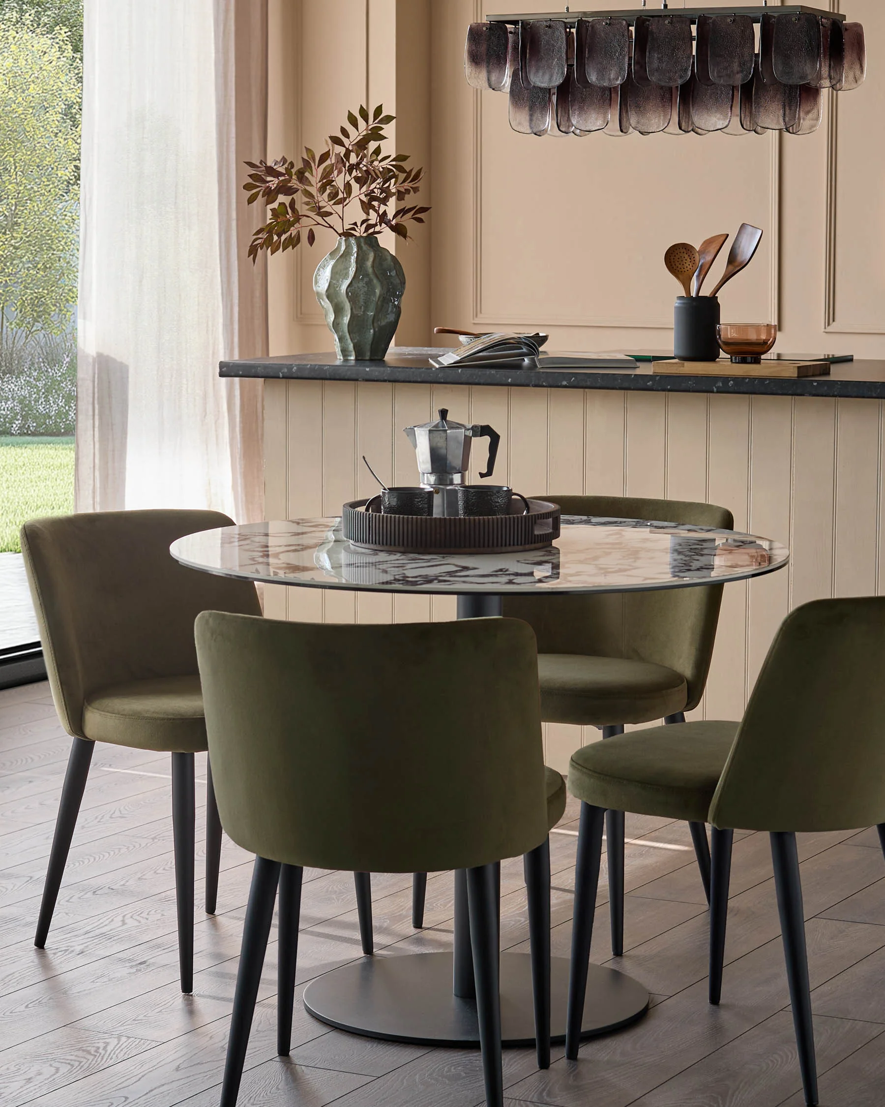 Trinny olive green velvet dining chair - Image 3