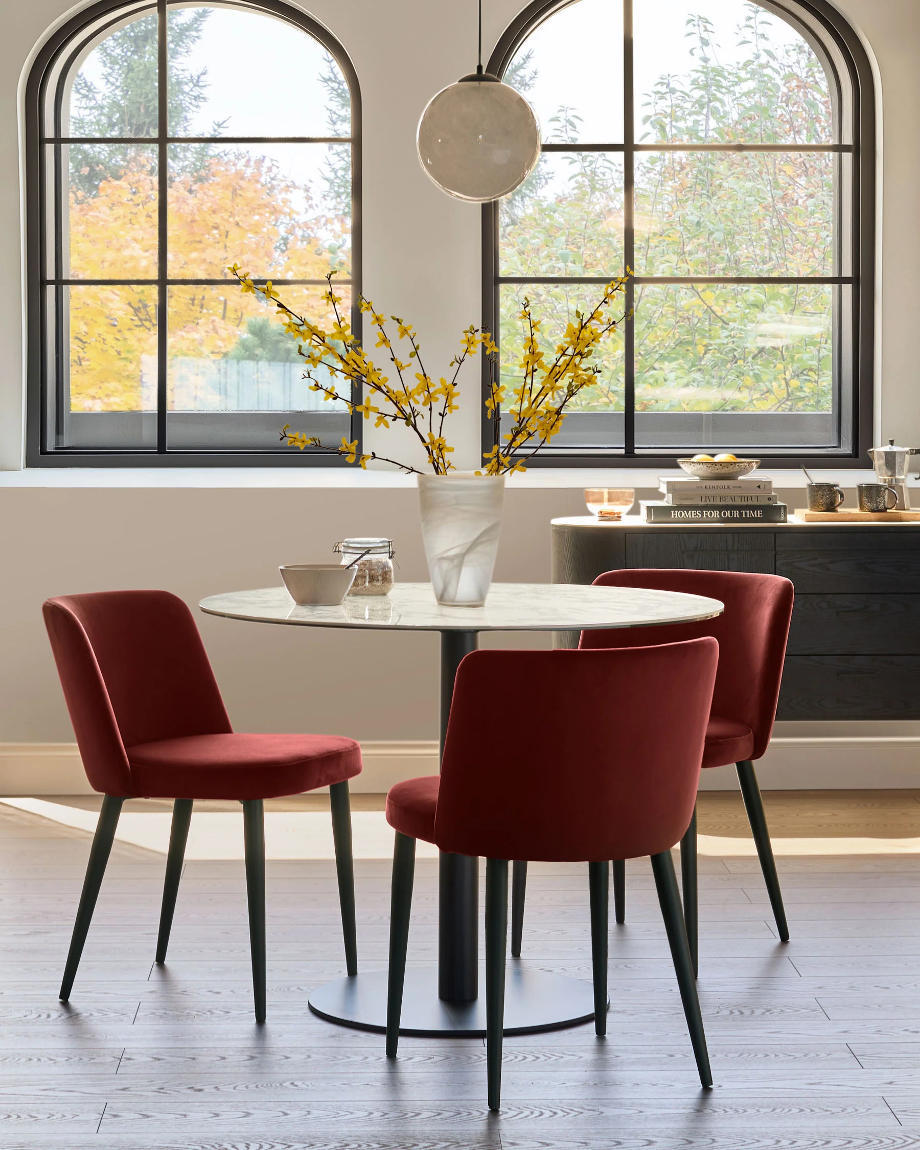 Trinny toffee red velvet dining chair - Image 2