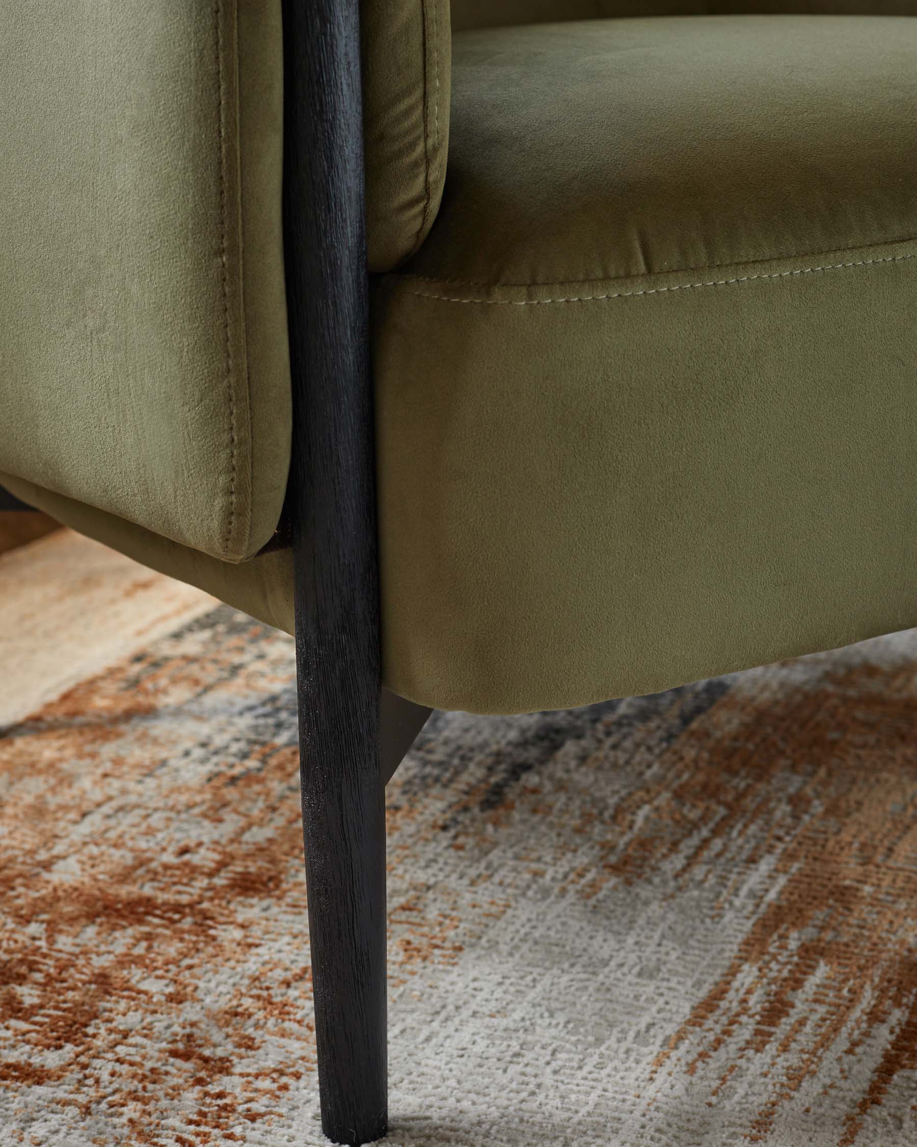 Tristan Olive Green Velvet Accent Chair with Black Wood - Image 5