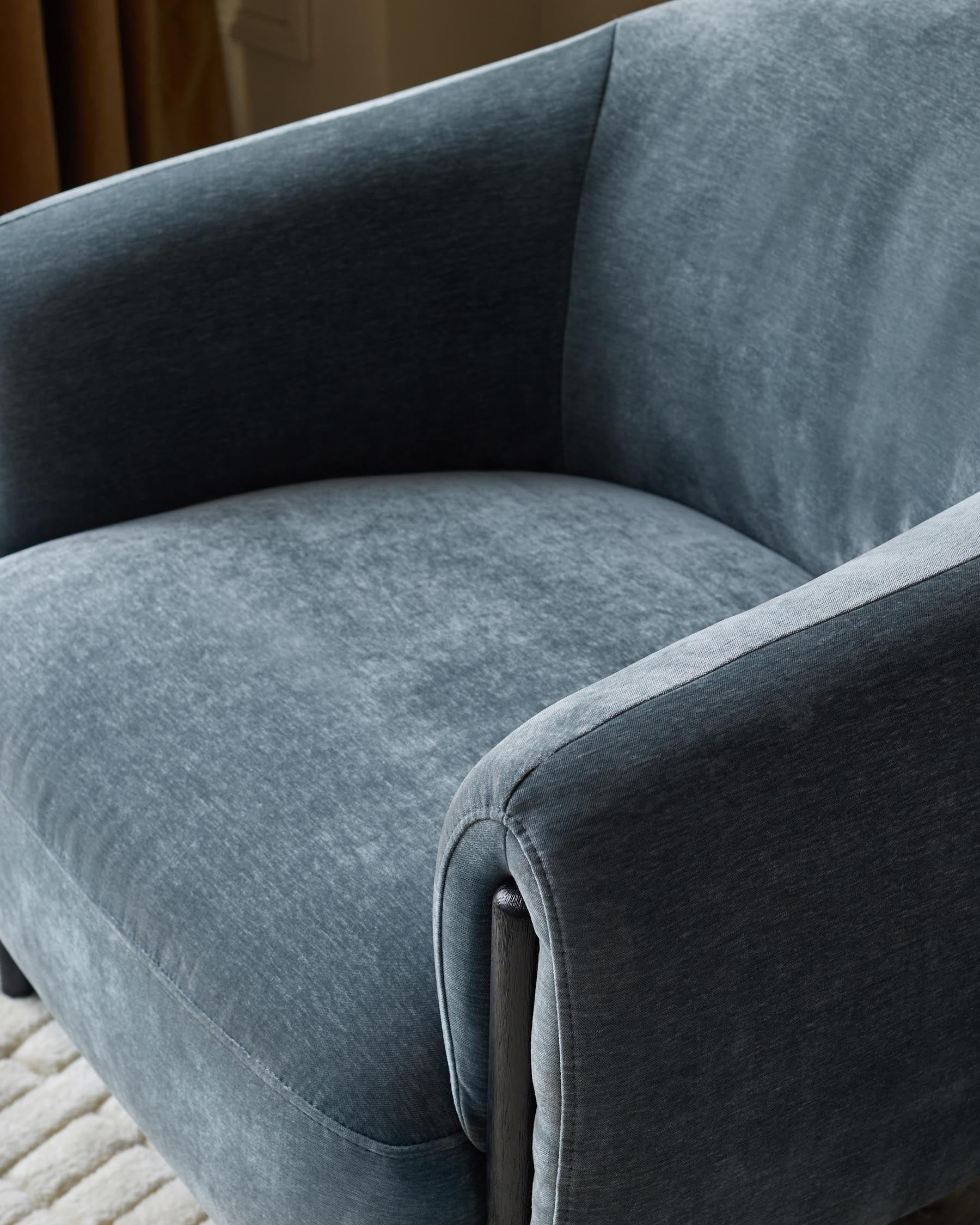 Tristan blue grey fabric accent chair with black wood - Image 3