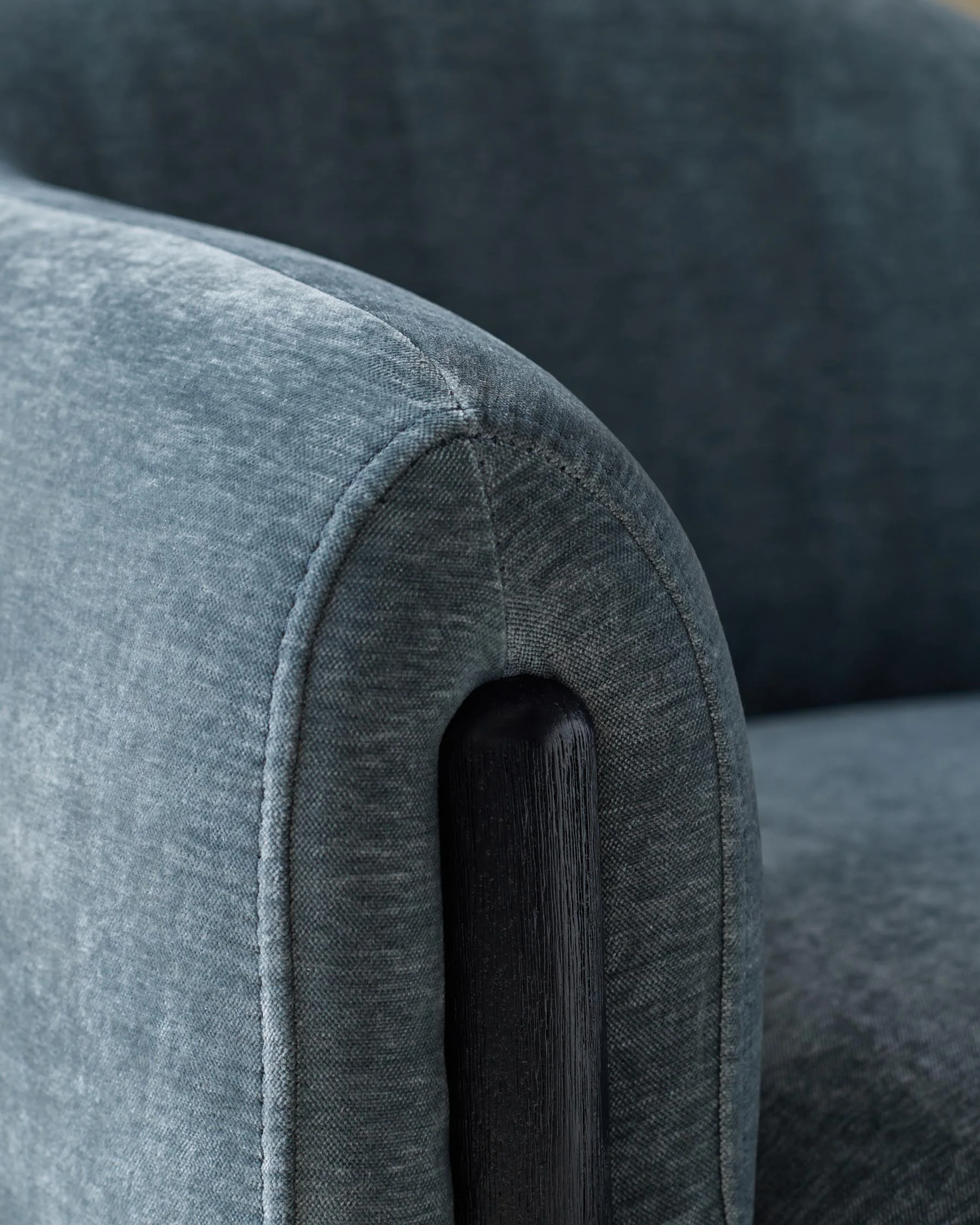 Tristan blue grey fabric accent chair with black wood - Image 5