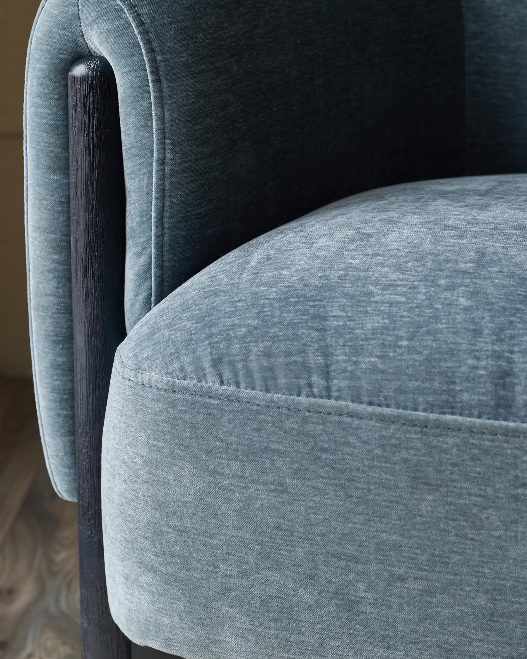 Tristan blue grey fabric accent chair with black wood - Image 6