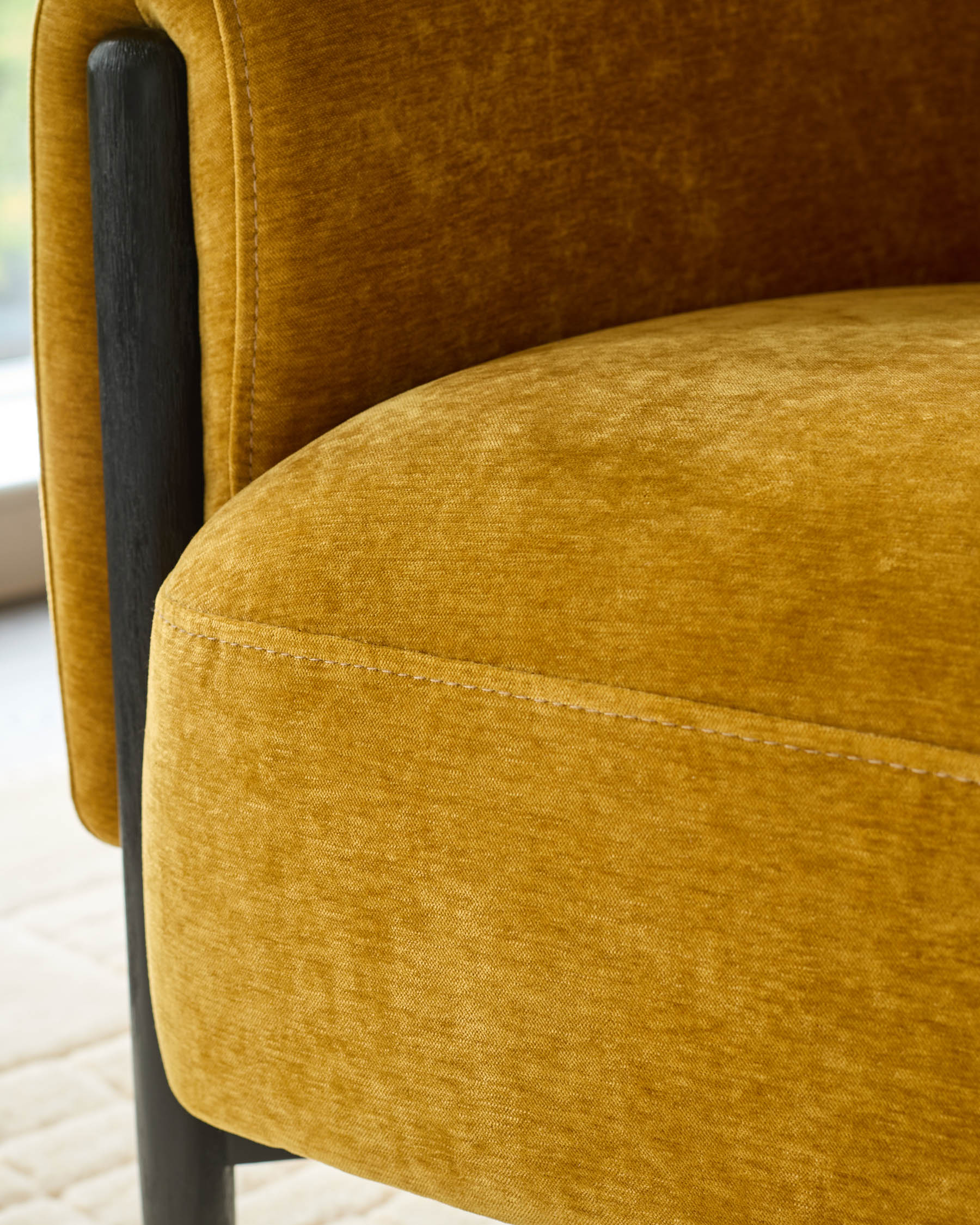 Tristan ochre yellow fabric accent chair with black wood - Image 4