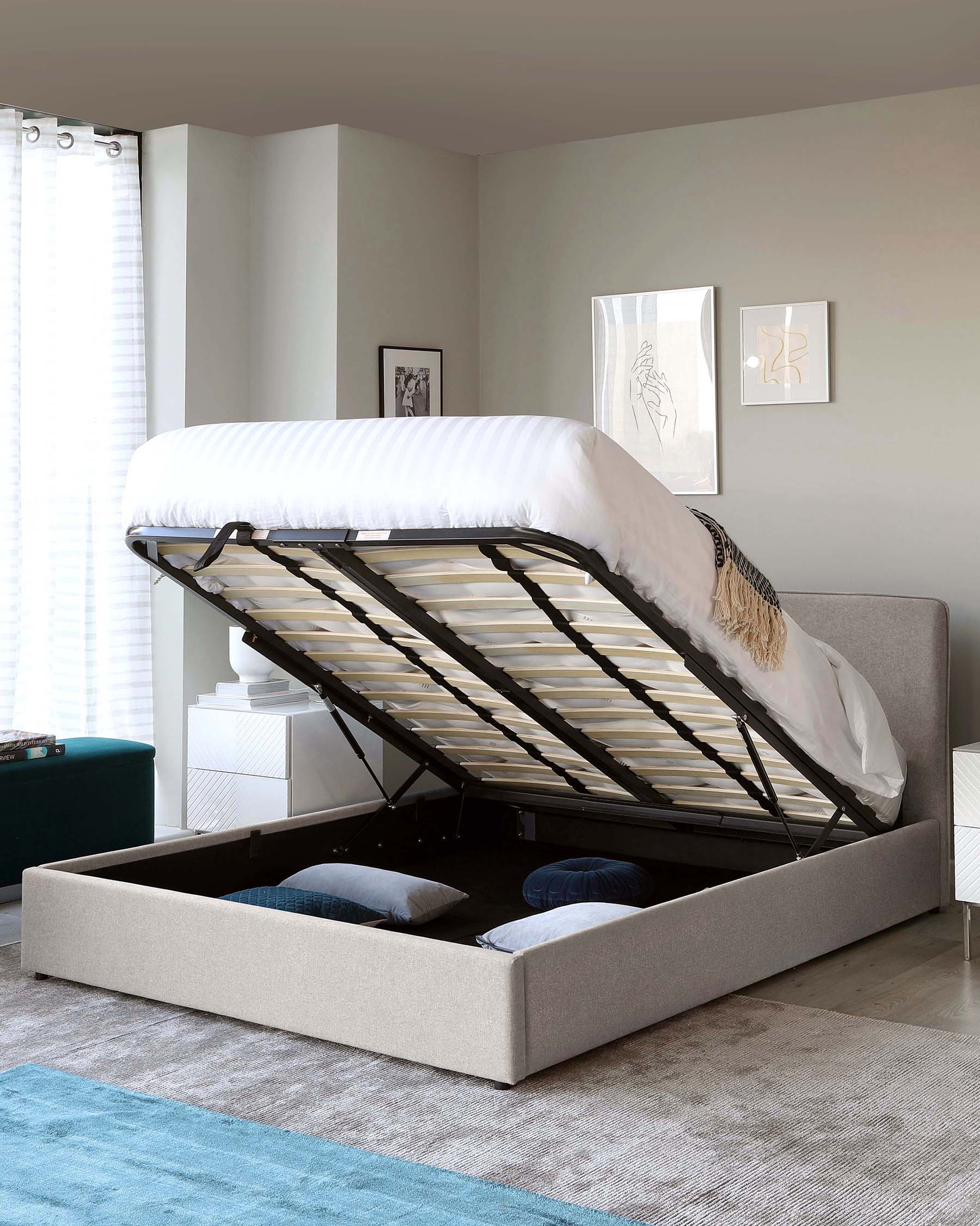 Turin Grey Fabric Double Ottoman Storage Bed - Image 2