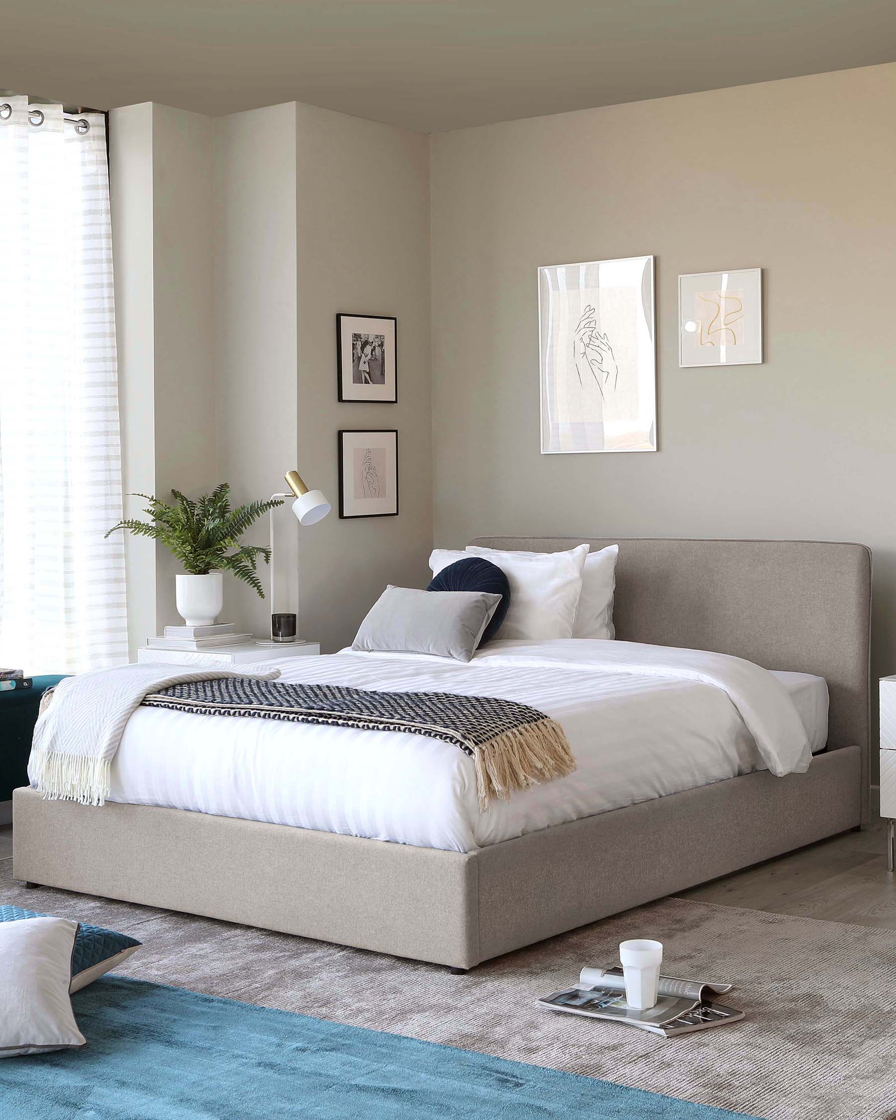 Turin Grey Fabric King Size Bed with Storage