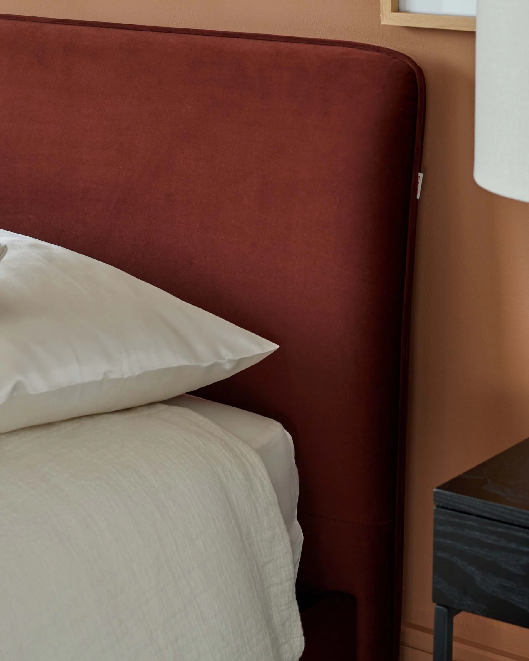 Turin toffee red velvet double ottoman storage bed - Image 4