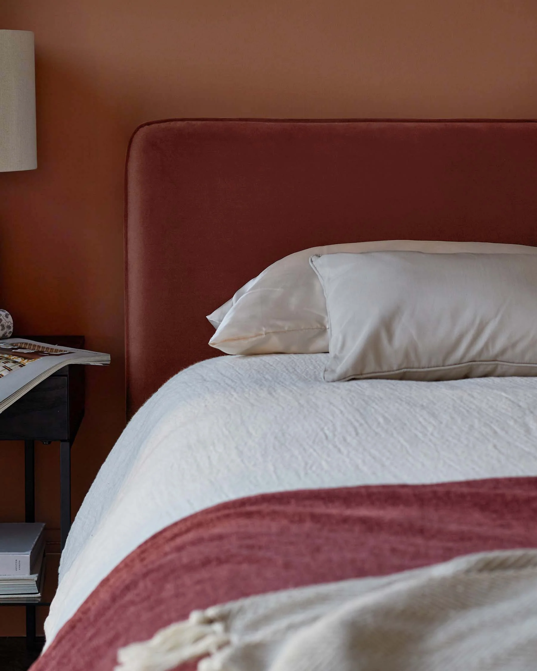 Turin toffee red velvet double ottoman storage bed - Image 6