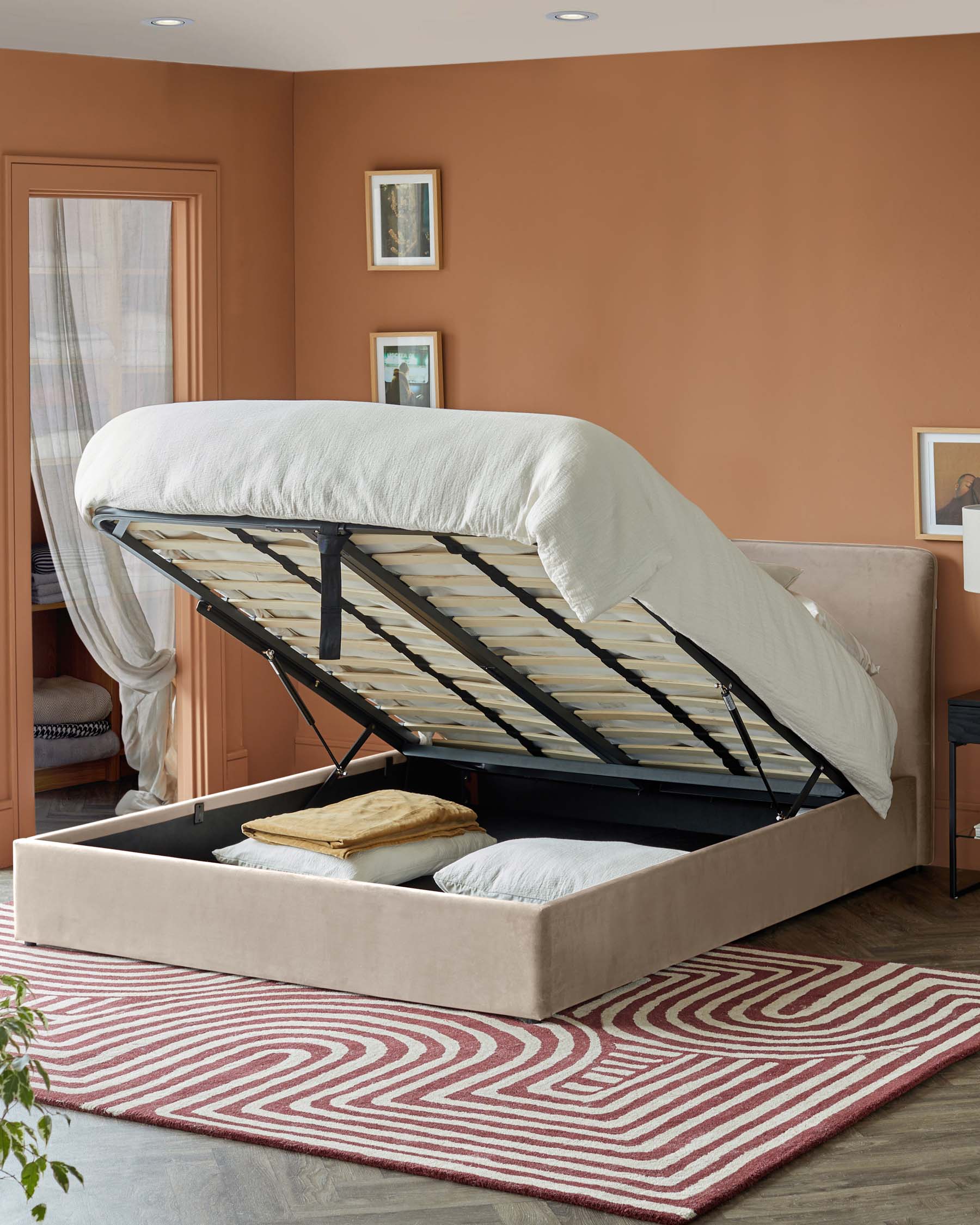 Turin champagne velvet super king ottoman storage bed - Image 2