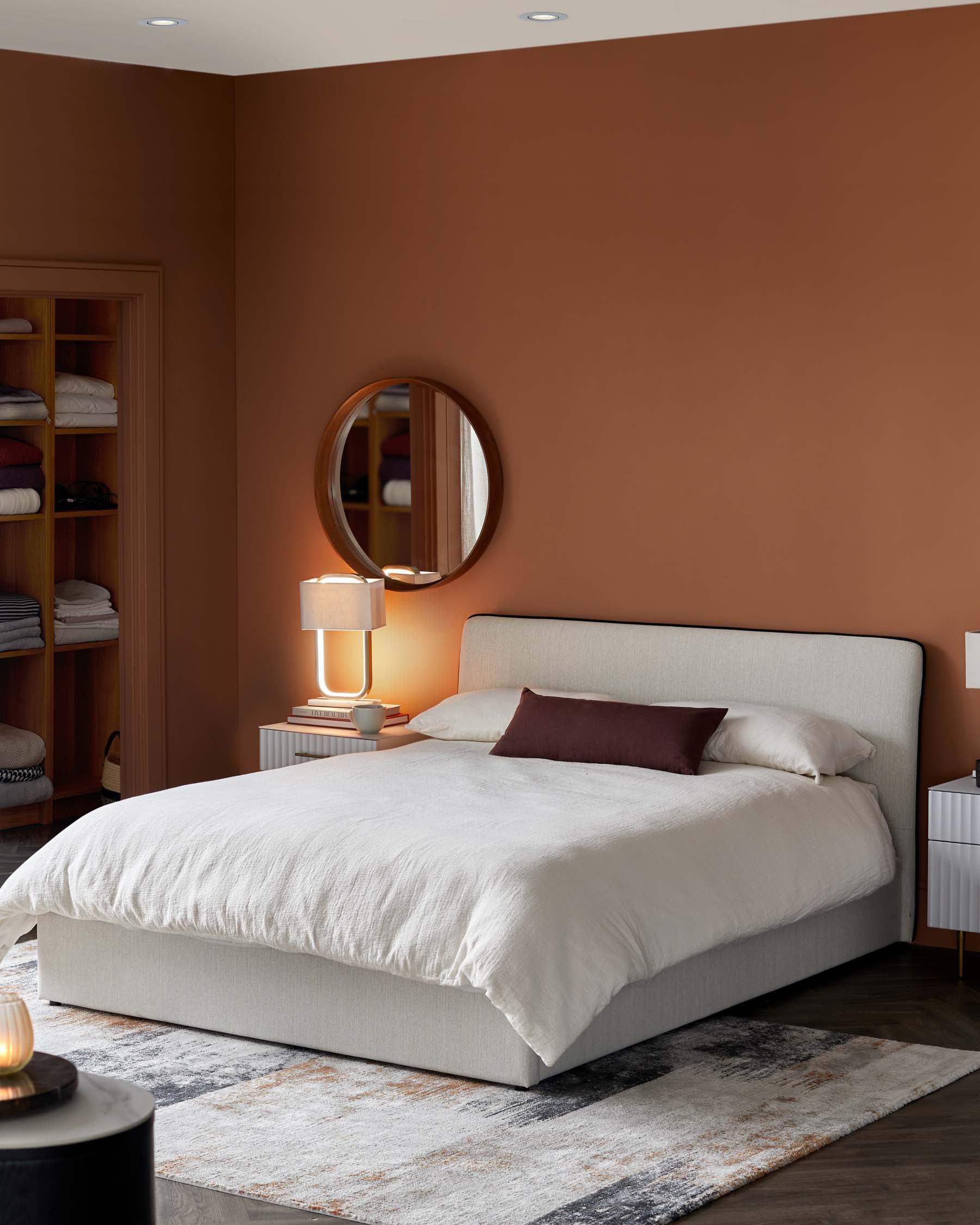 Turin ivory dual tone fabric super king ottoman storage bed