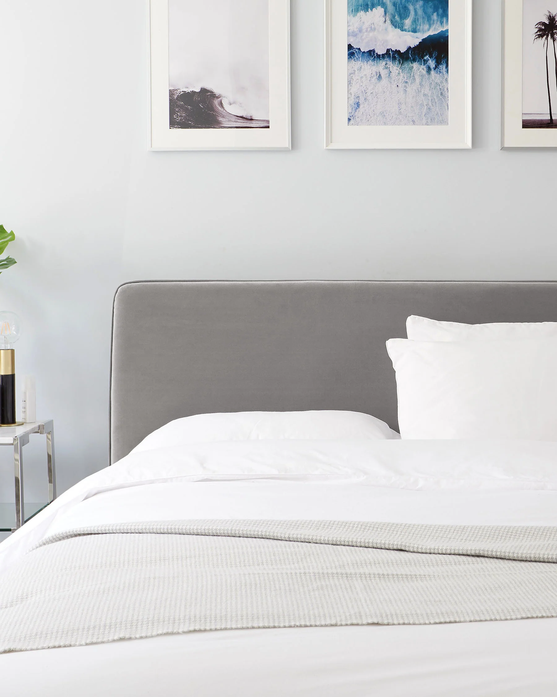 Turin Light Grey Velvet Double Bed With Storage - Image 2