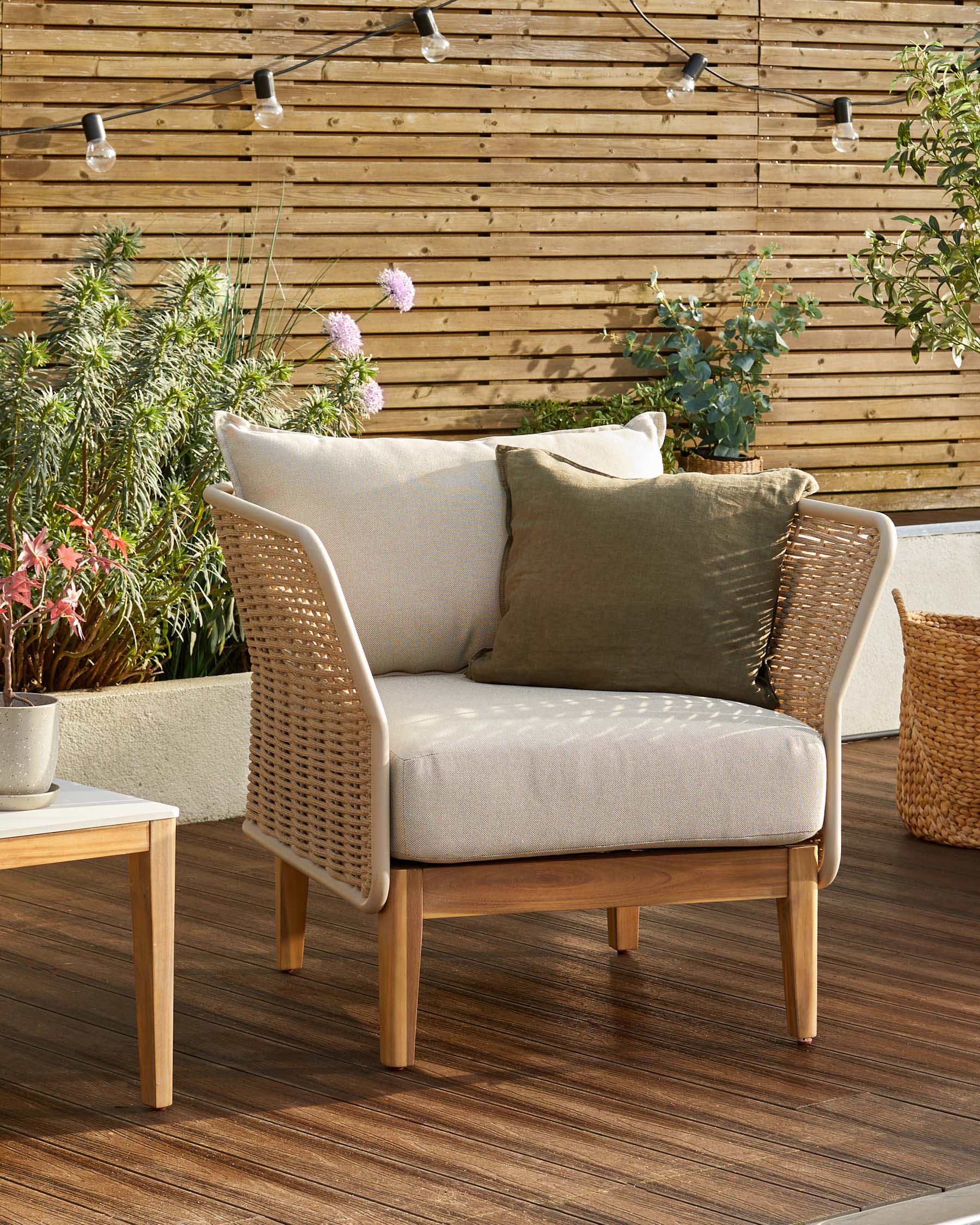 Tuscany natural fabric acacia wood garden armchair
