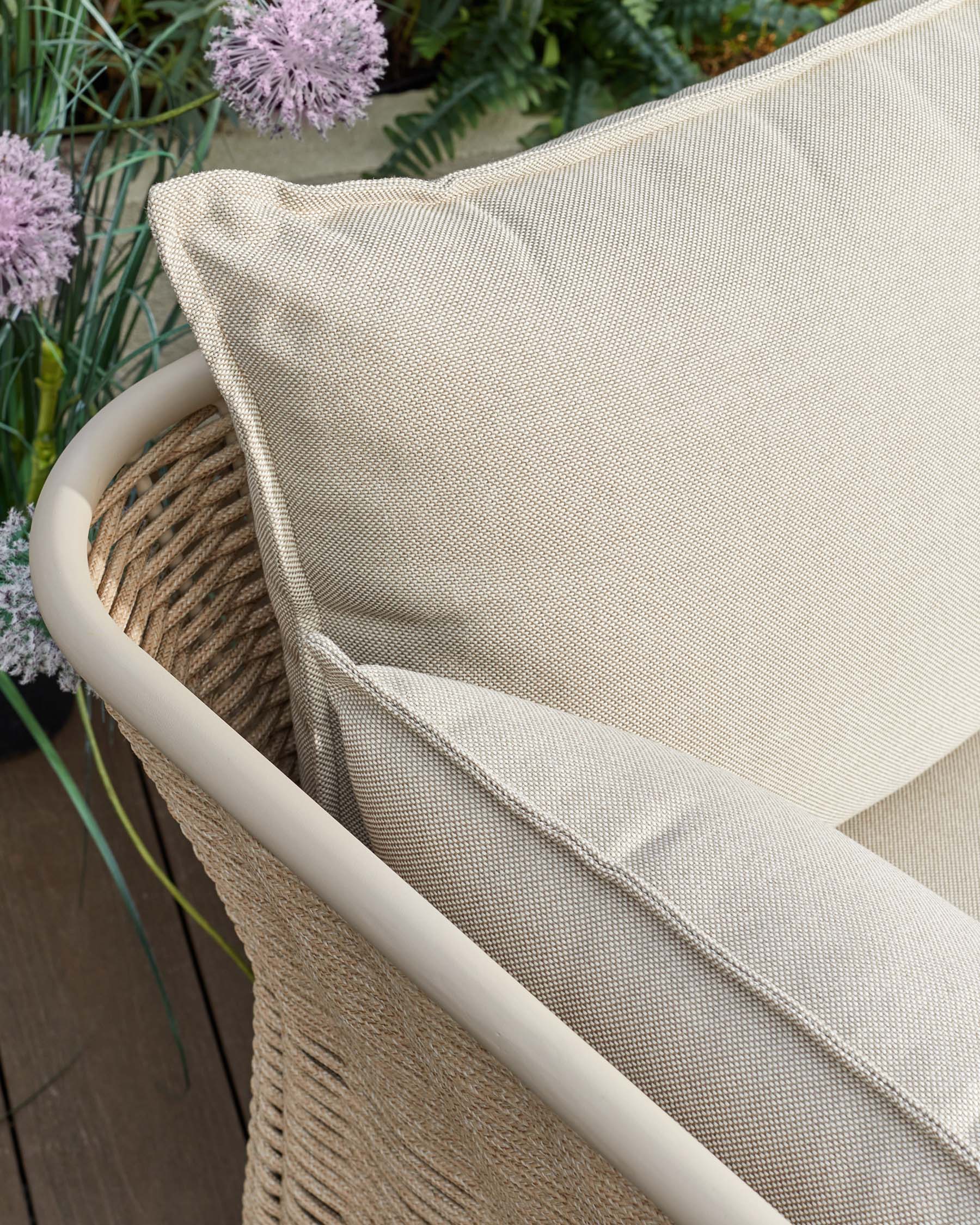 Tuscany natural fabric acacia wood garden armchair - Image 3