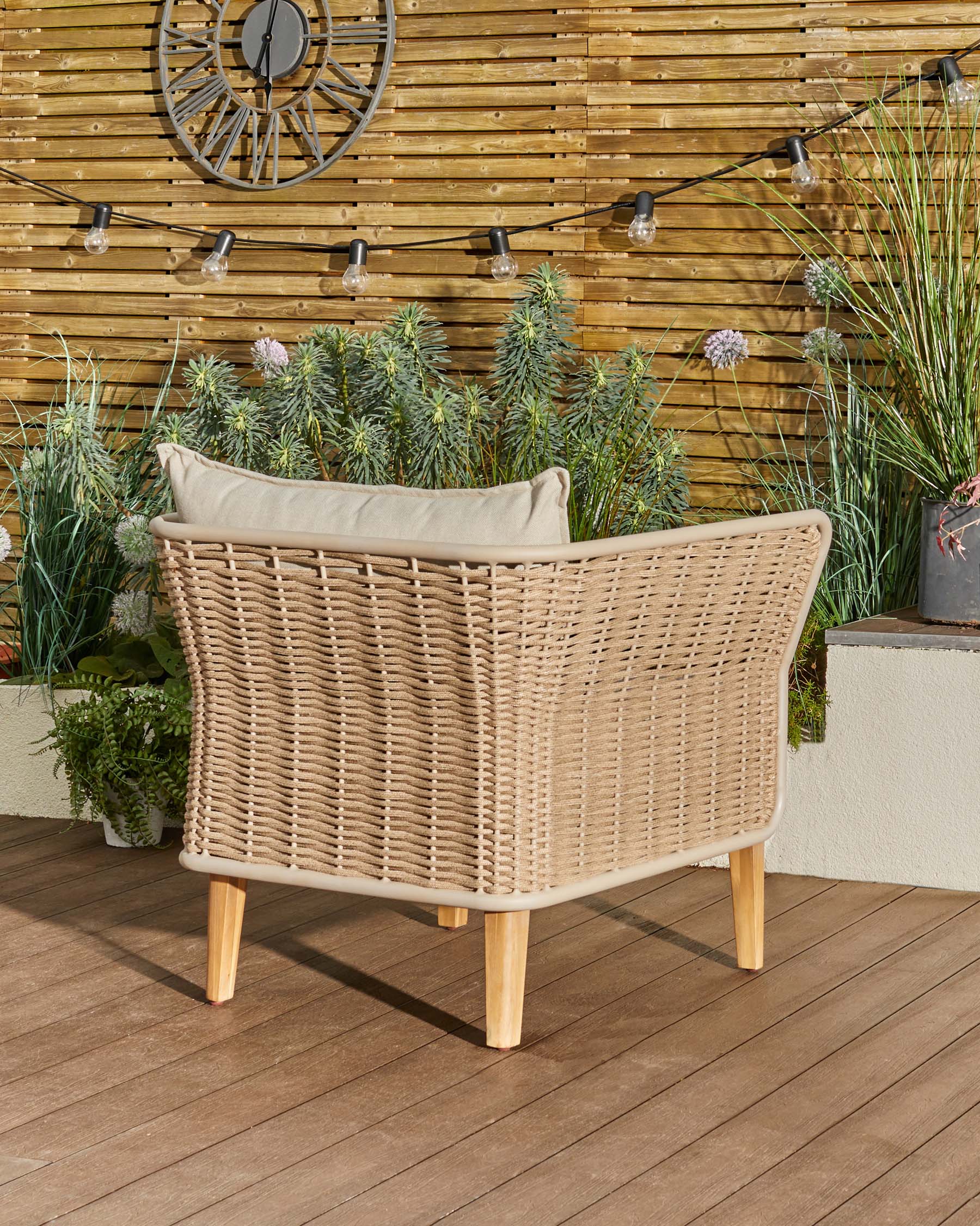 Tuscany natural fabric acacia wood garden armchair - Image 6