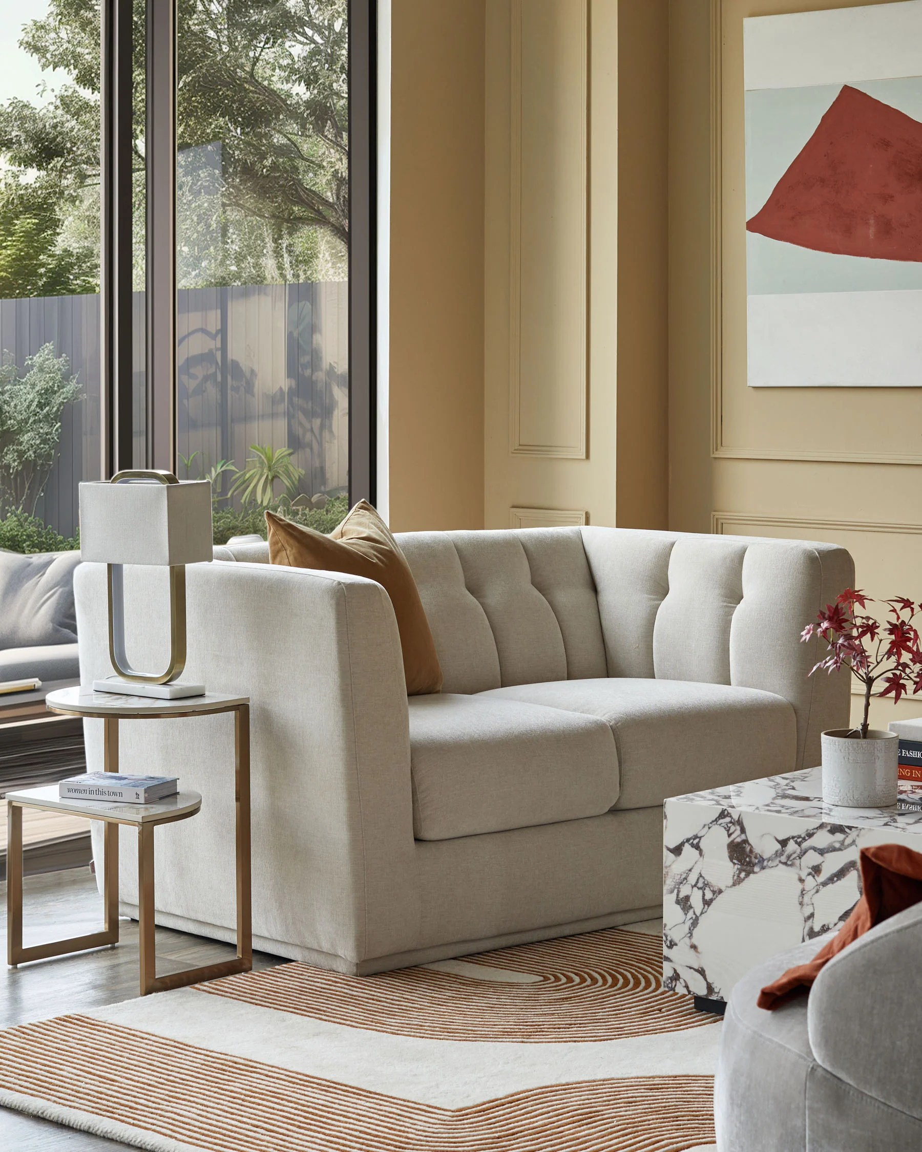 Valentina champagne chenille 2 seater sofa - Image 4