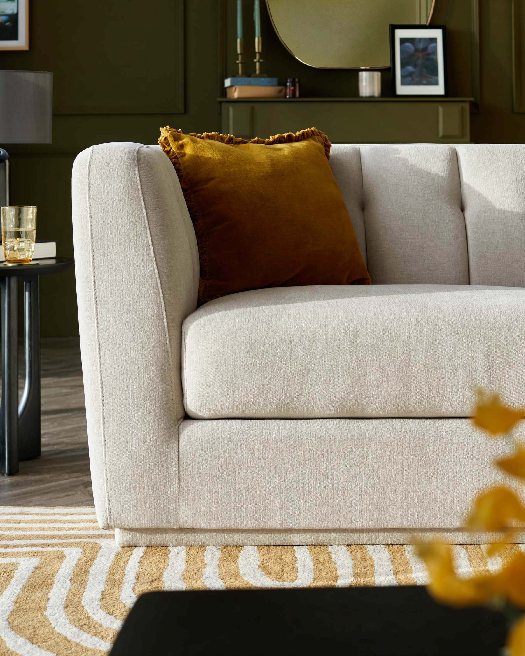 Valentina champagne chenille 3 seater sofa - Image 3