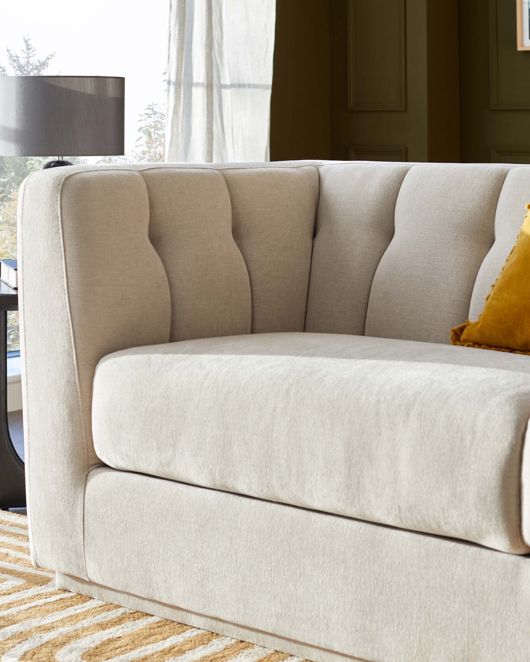 Valentina champagne chenille 3 seater sofa - Image 6