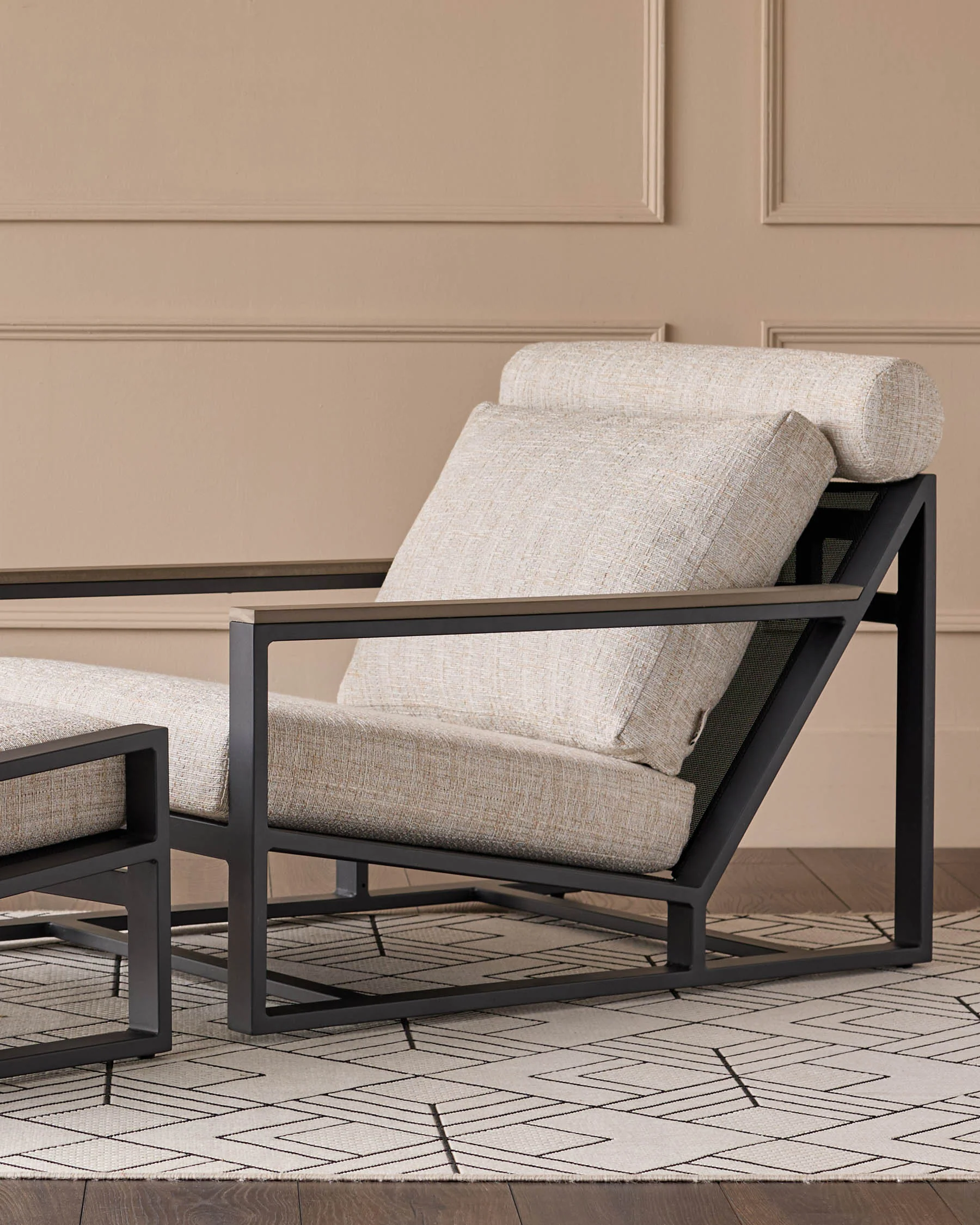 Verano black garden chair with footstool - Image 12