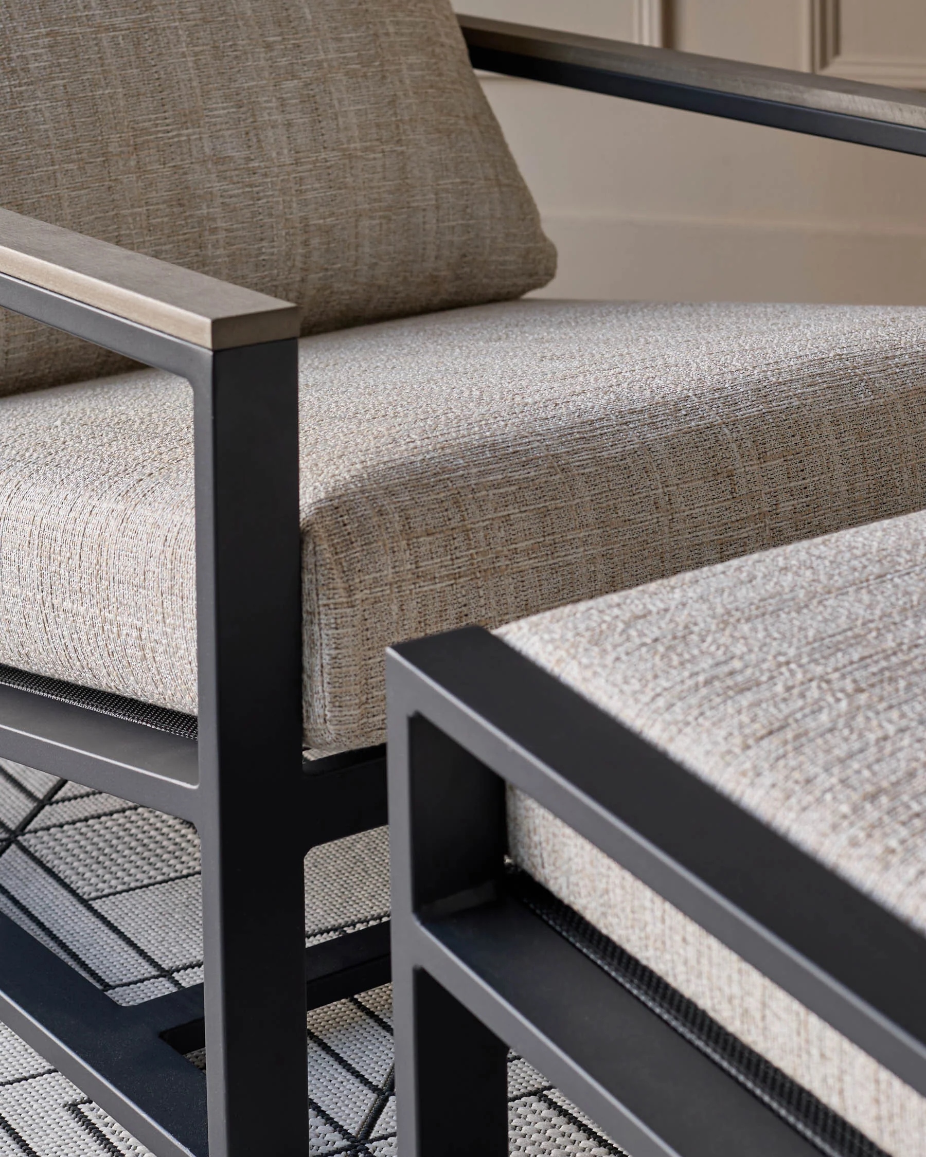 Verano black garden chair with footstool - Image 8