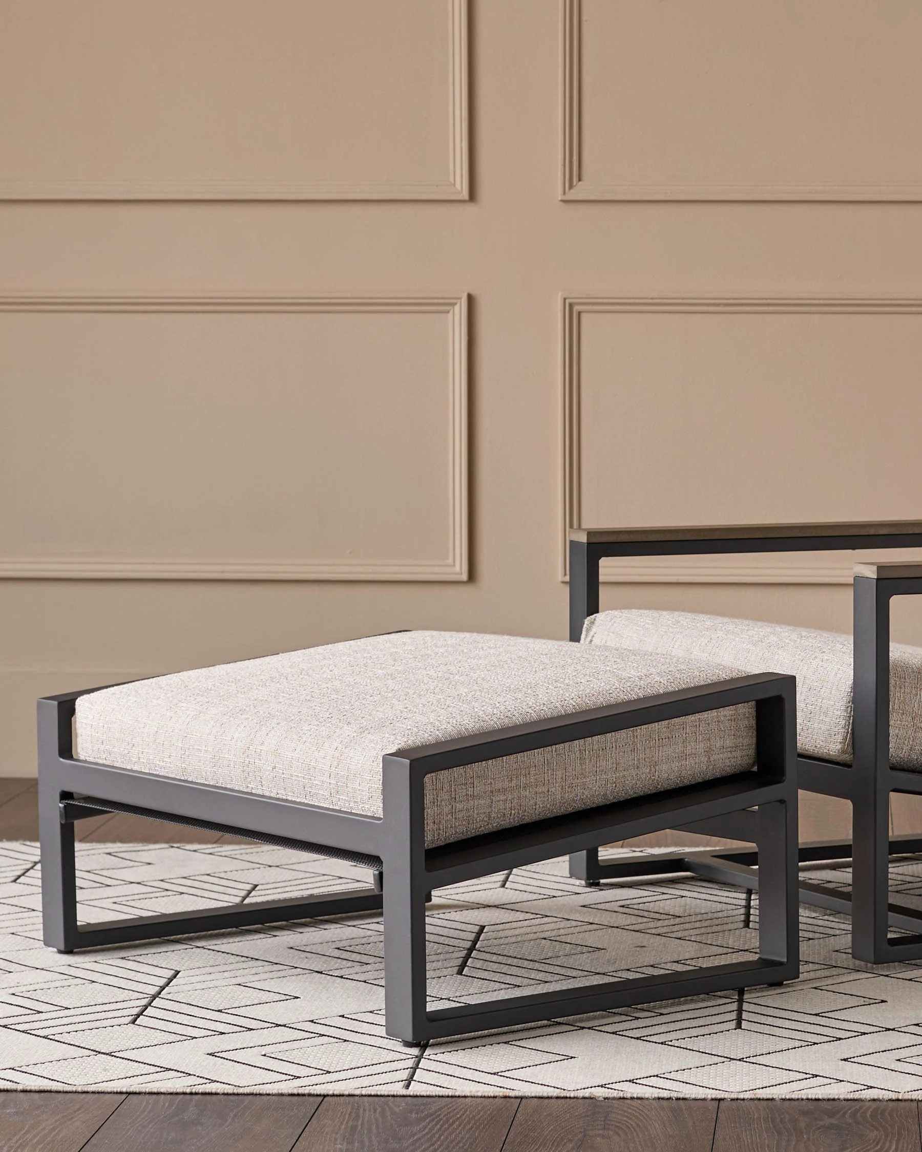 Verano black garden chair with footstool - Image 9