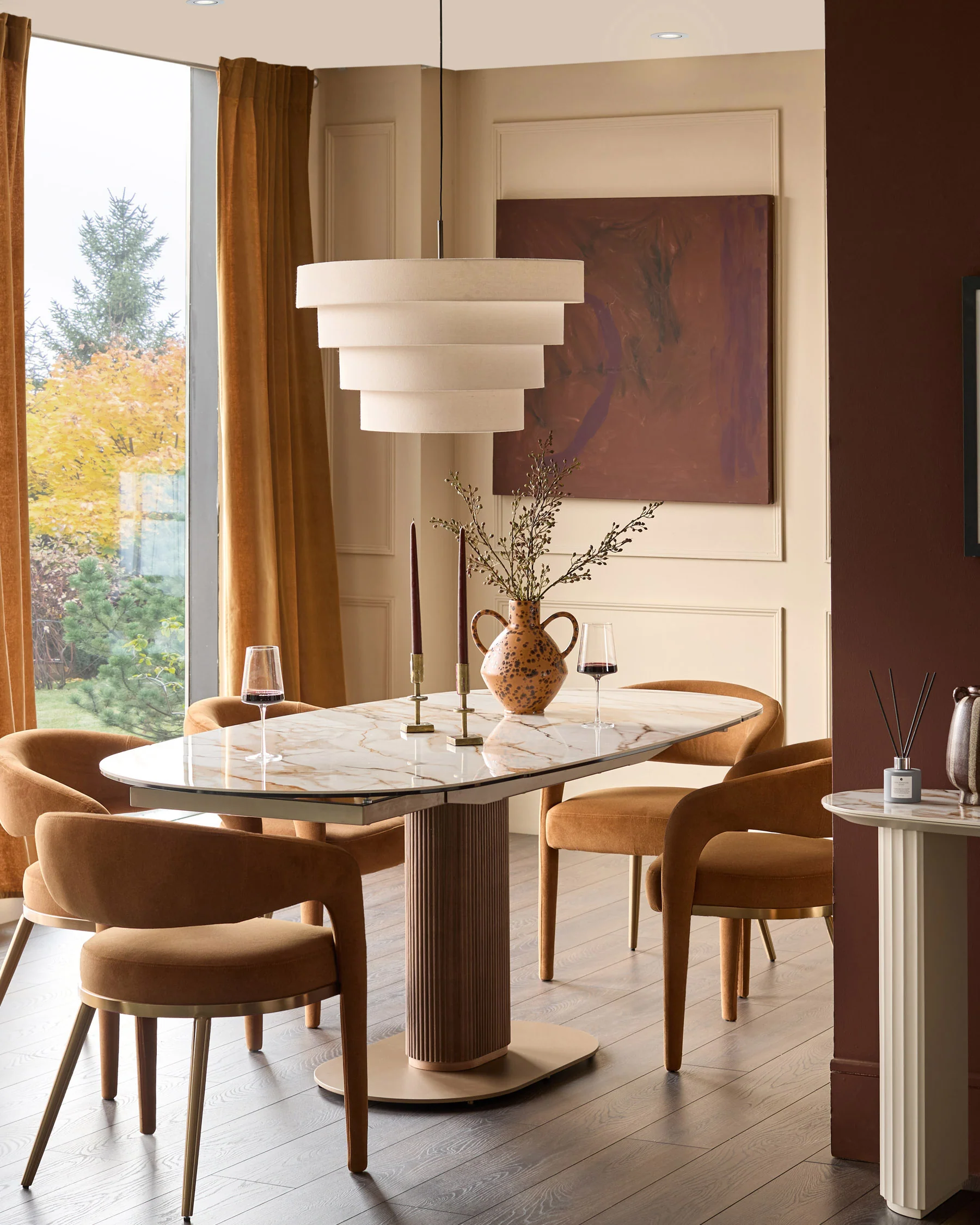 Vidal natural ceramic 4-6 seater extending dining table - Image 3