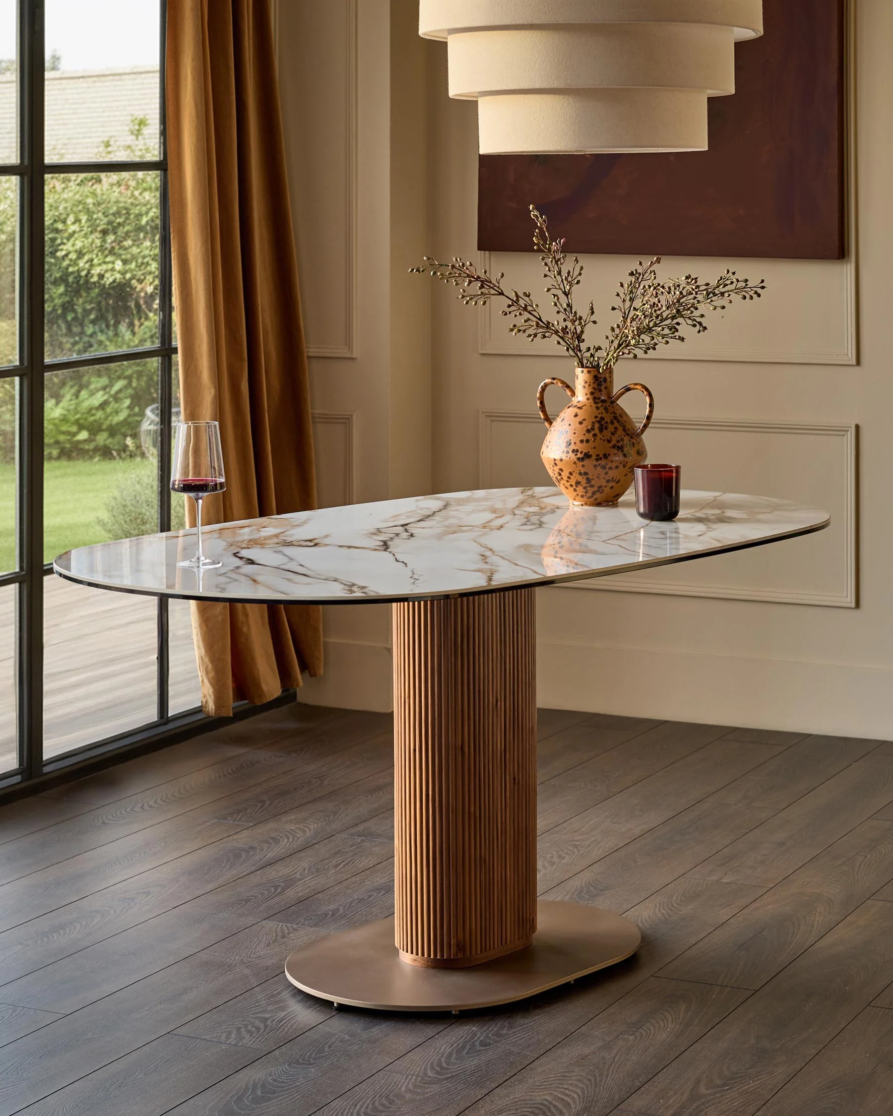 Vidal natural ceramic 6 seater dining table