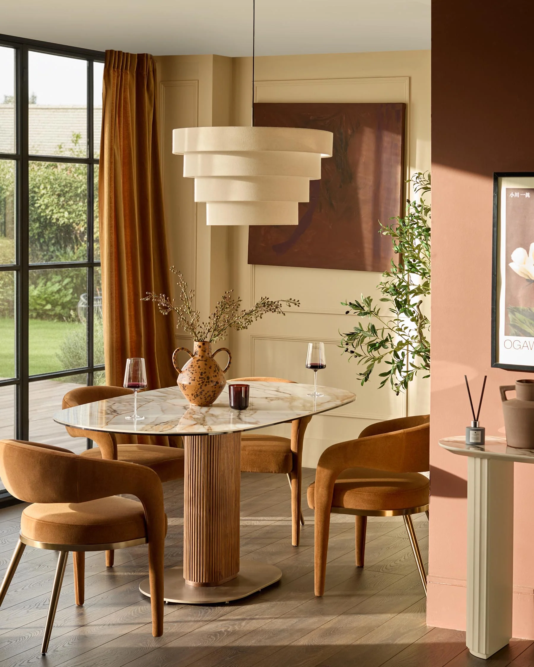 Vidal natural ceramic 6 seater dining table - Image 2