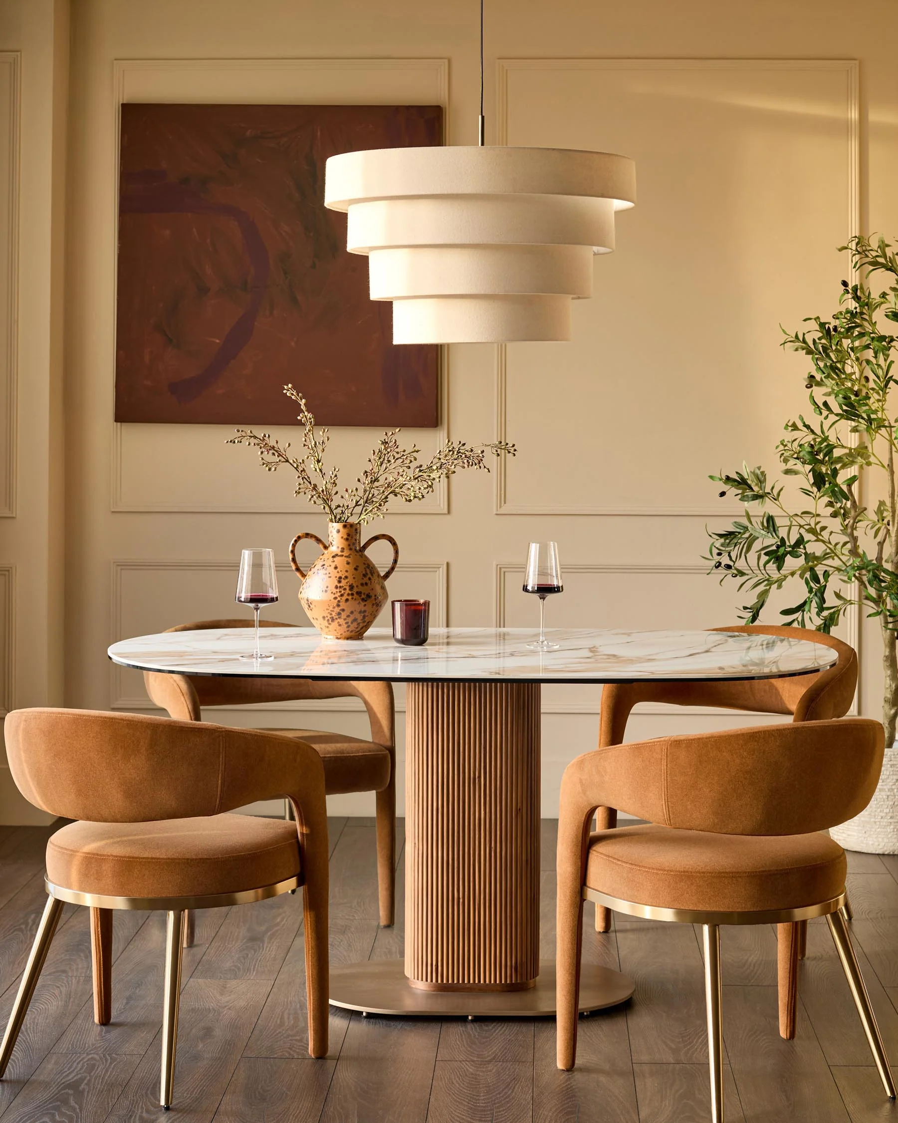Vidal natural ceramic 6 seater dining table - Image 3