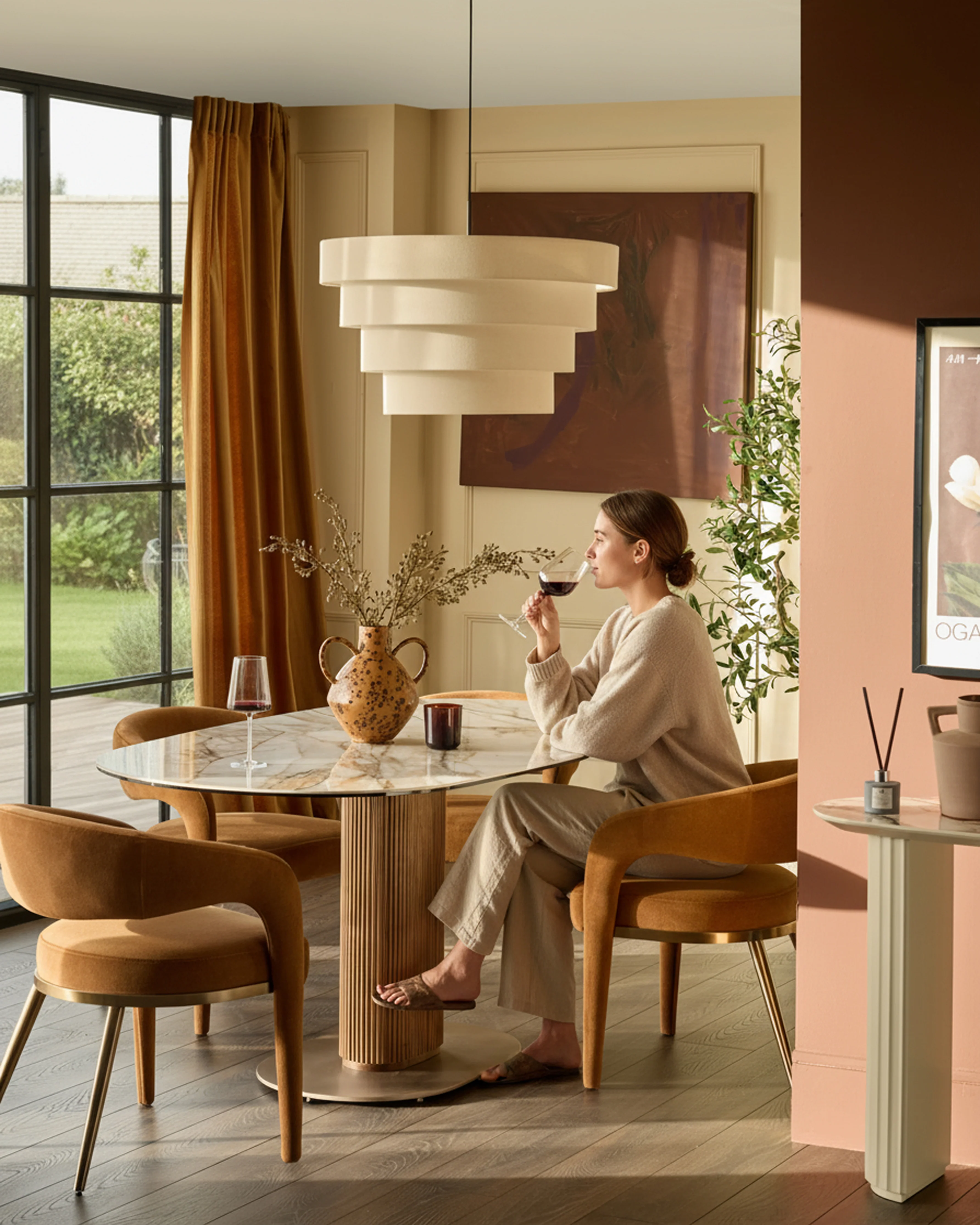 Vidal natural ceramic 6 seater dining table - Image 7
