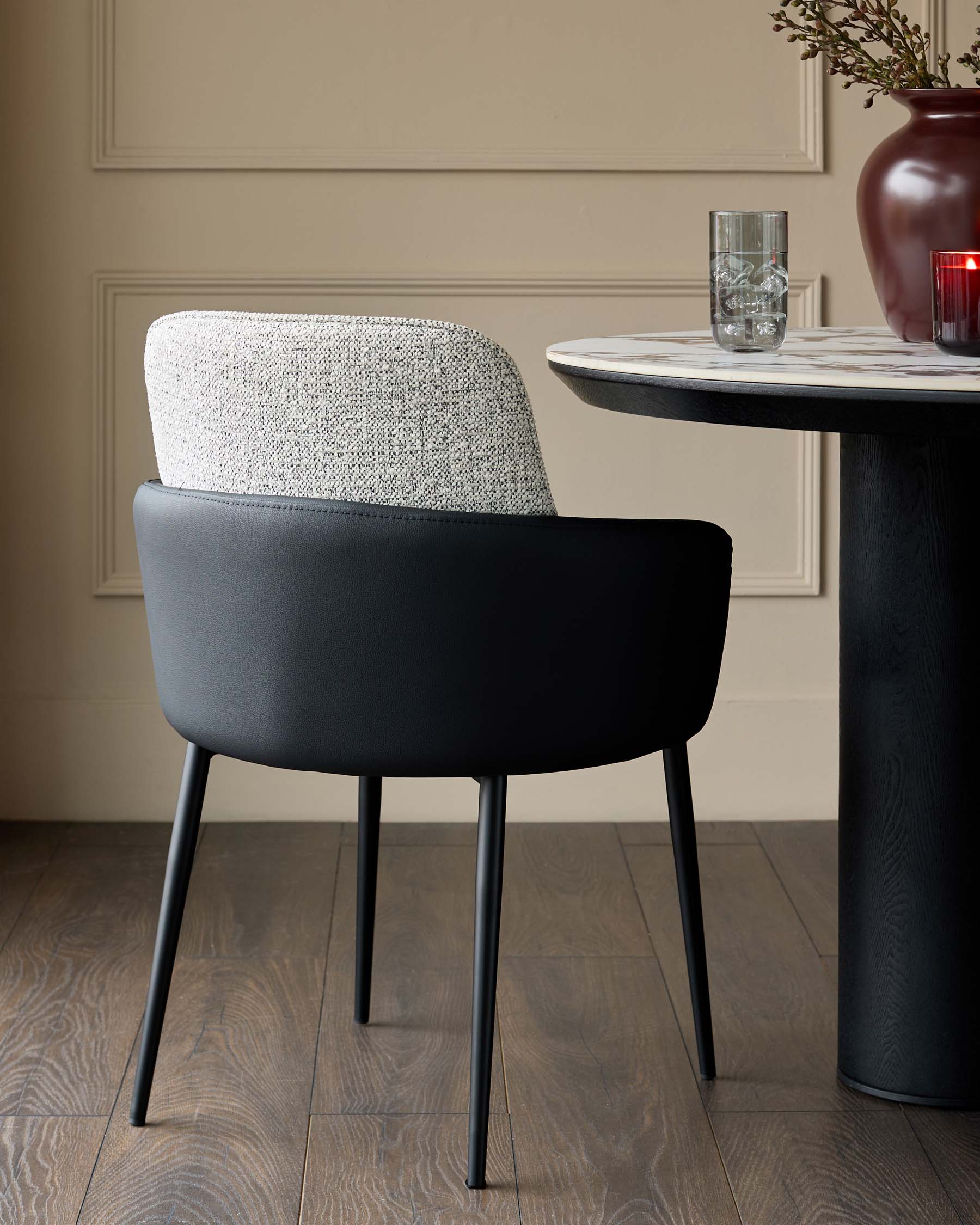 Wren grey fabric and black faux leather dining chair - Image 3