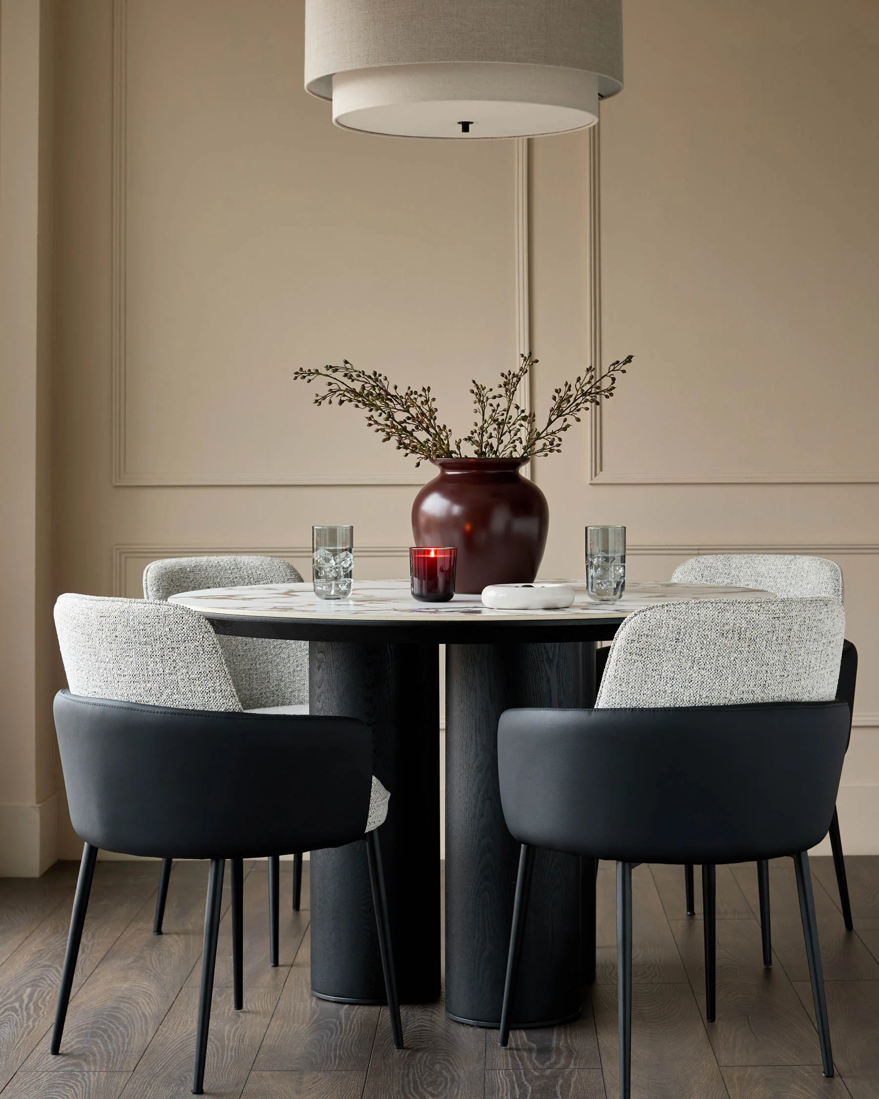 Wren grey fabric and black faux leather dining chair - Image 4