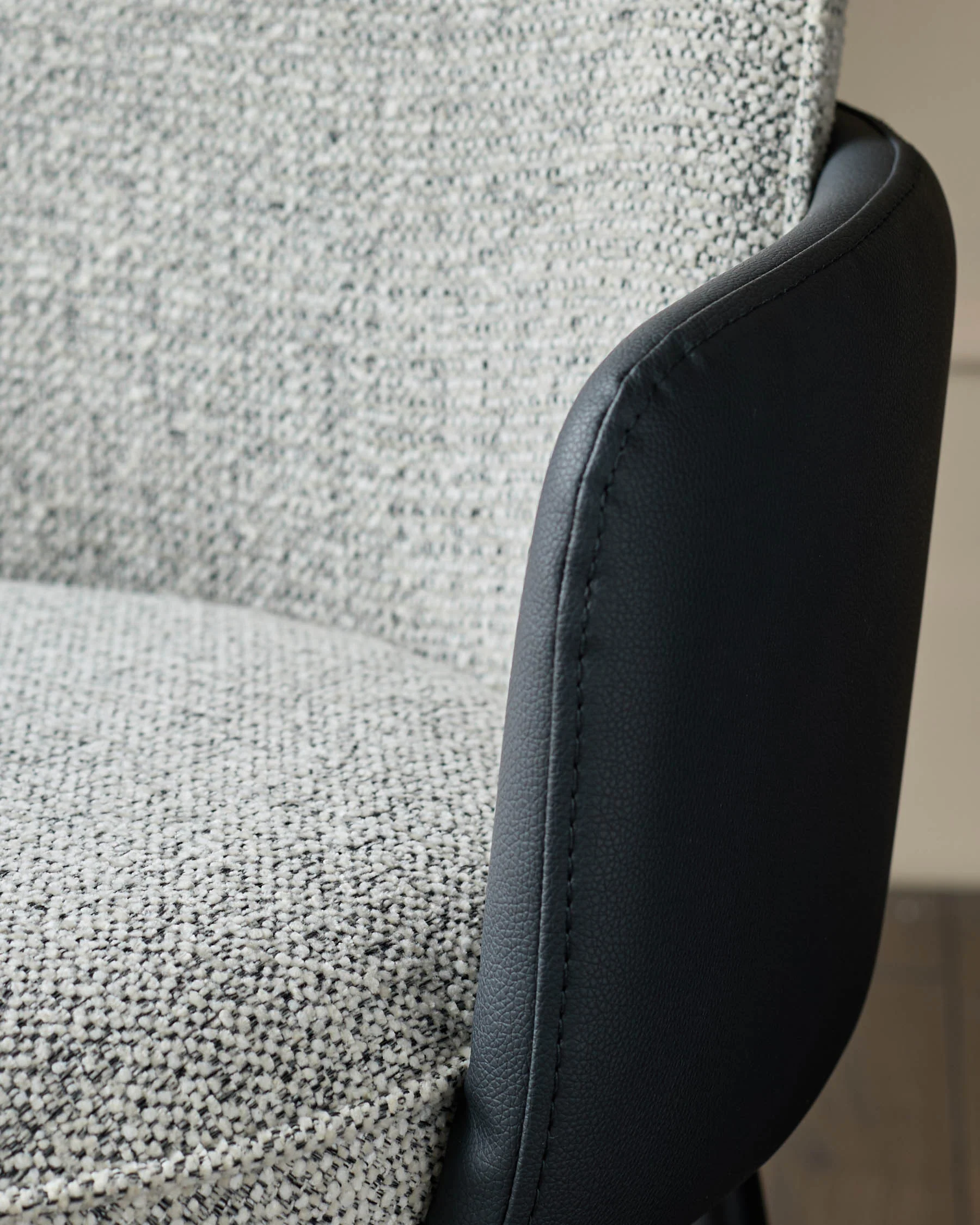 Wren grey fabric and black faux leather dining chair - Image 5