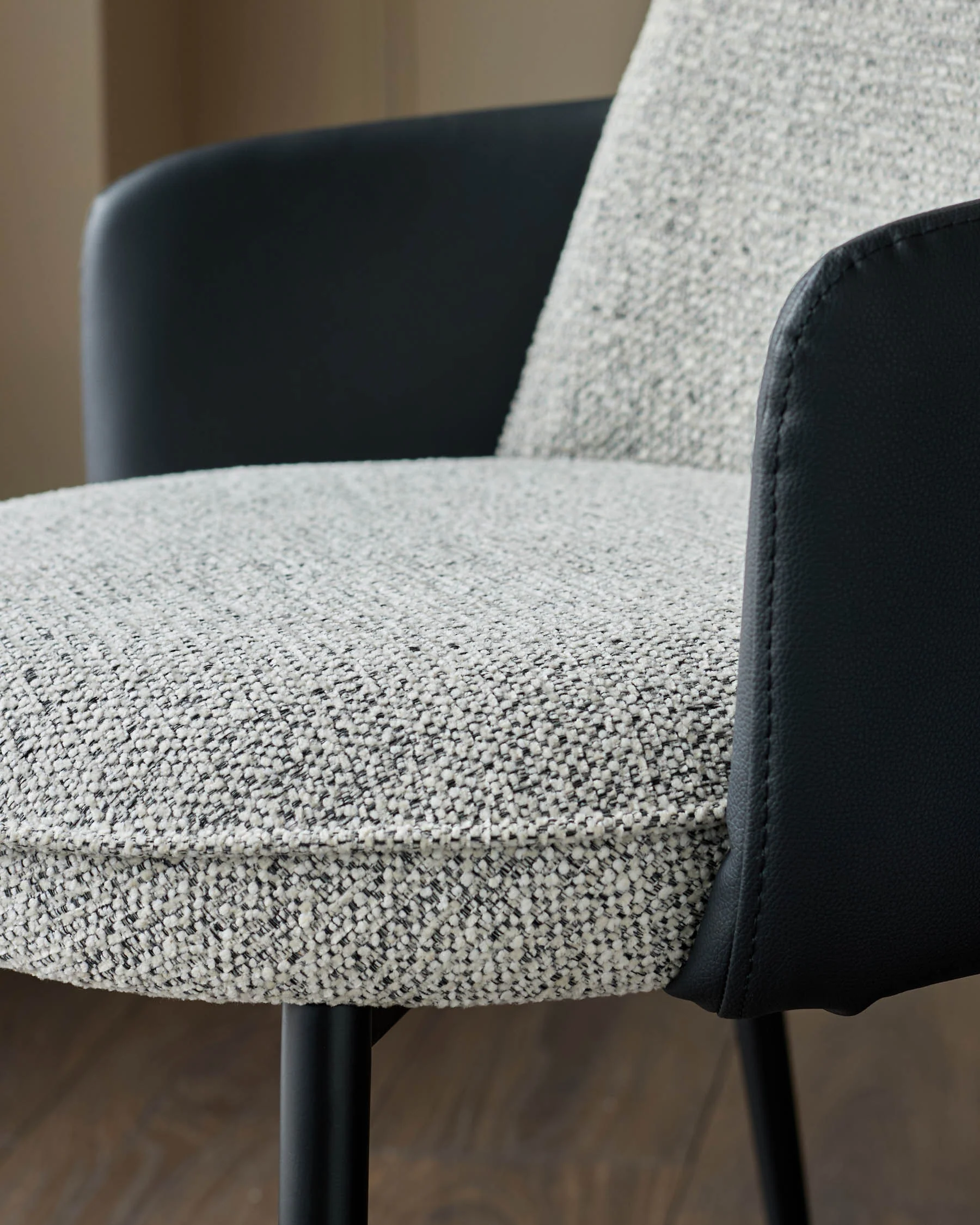 Wren grey fabric and black faux leather dining chair - Image 8