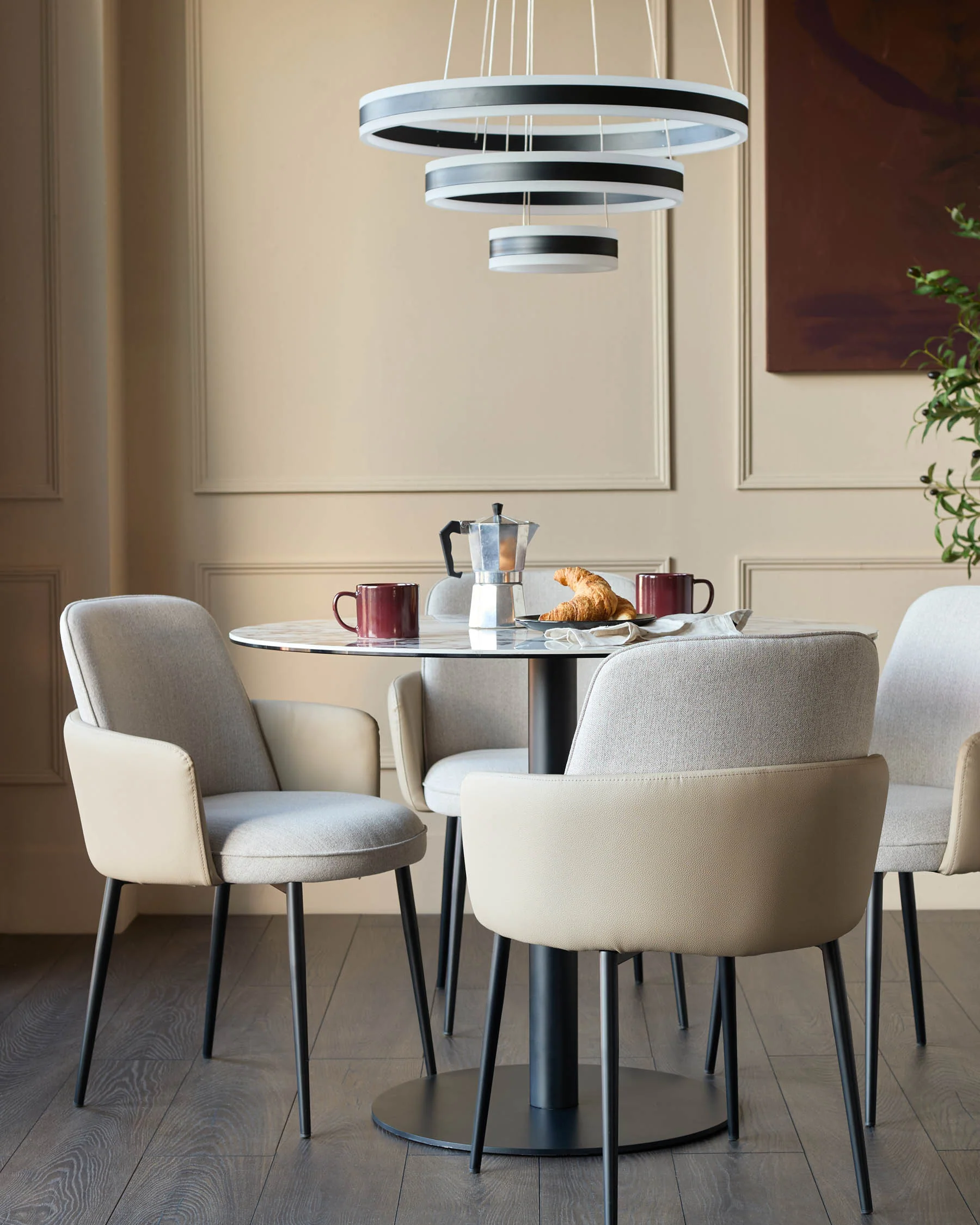 Wren natural fabric and natural faux leather dining chair - Image 4