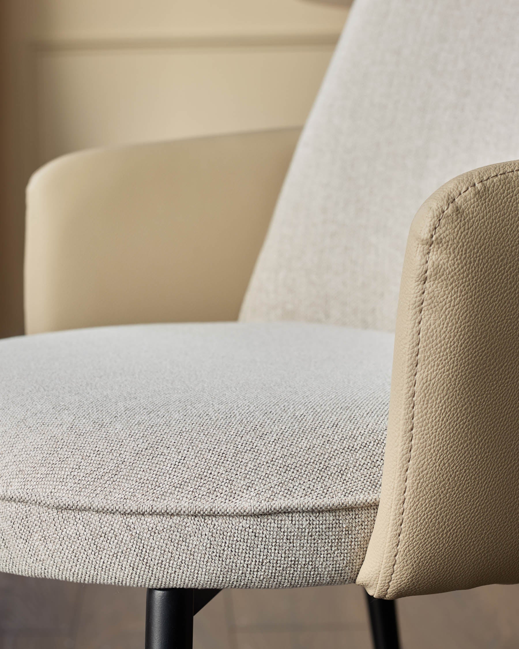 Wren natural fabric and natural faux leather dining chair - Image 6